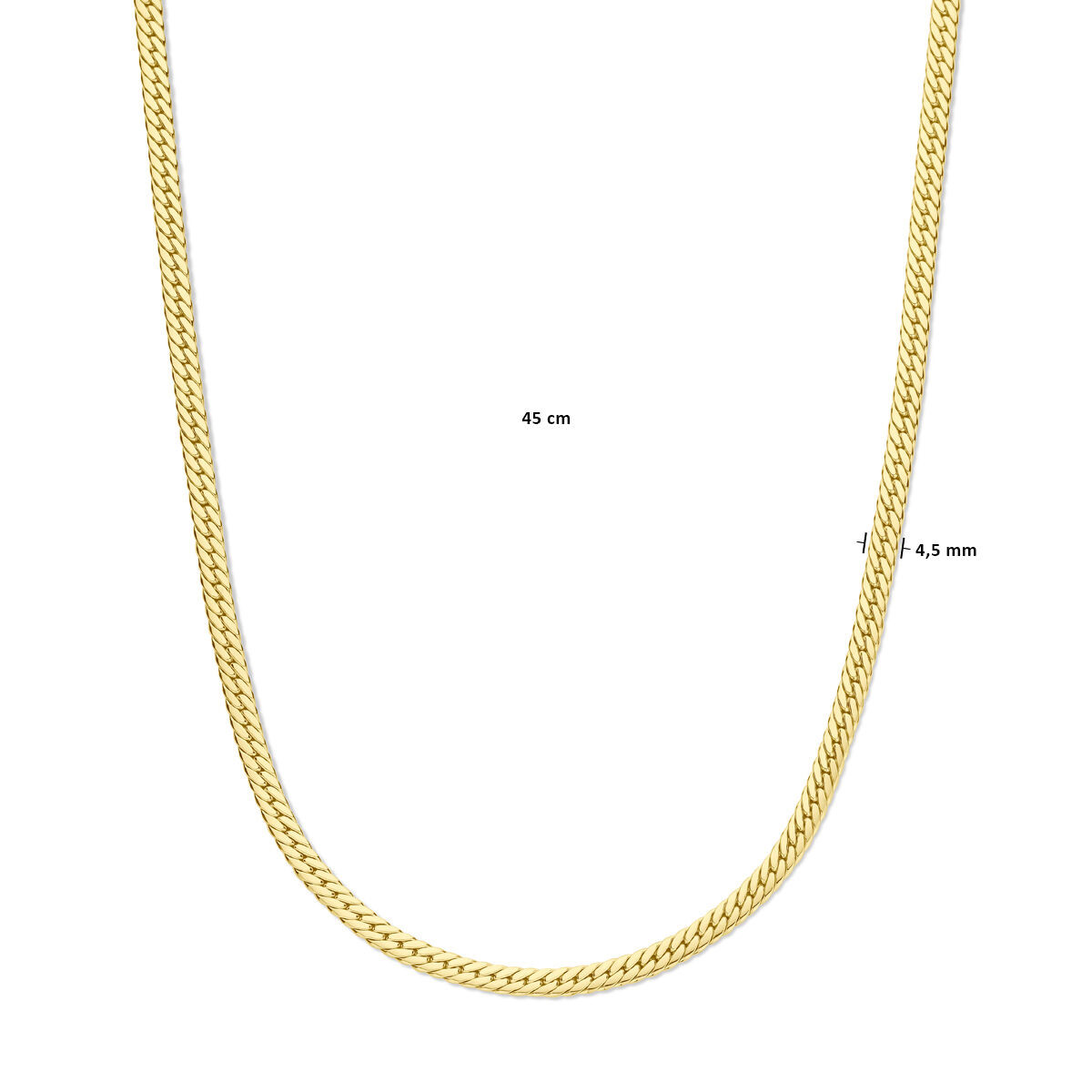 14-karaat gouden schakelketting gourmet 4.5 mm - Lengte 45 cm