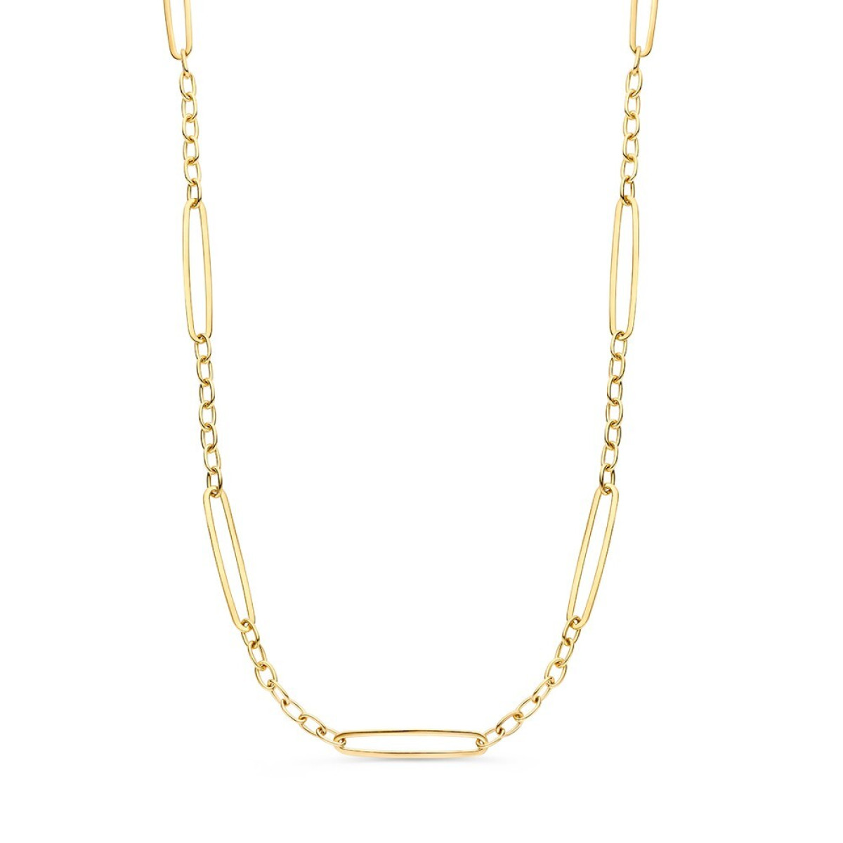 14-karaat gouden schakelketting met anker en paperclip schakels - Lengte 45 cm