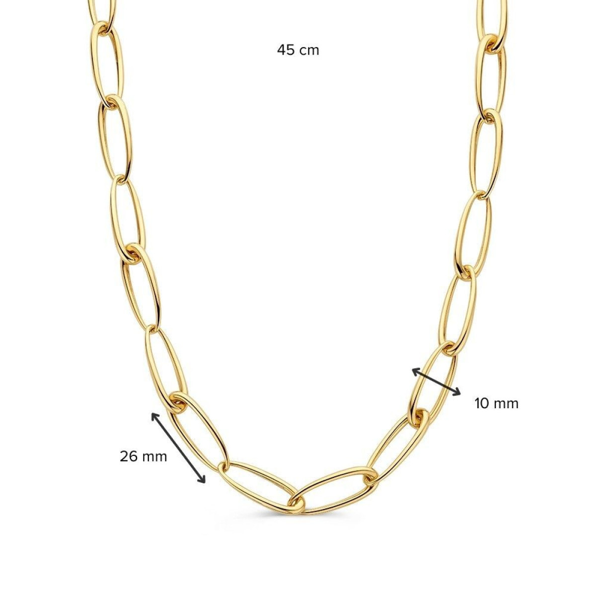 14-karaat gouden schakelketting met asymmetrische ankerschakels 10 mm breed - Lengte 45 cm