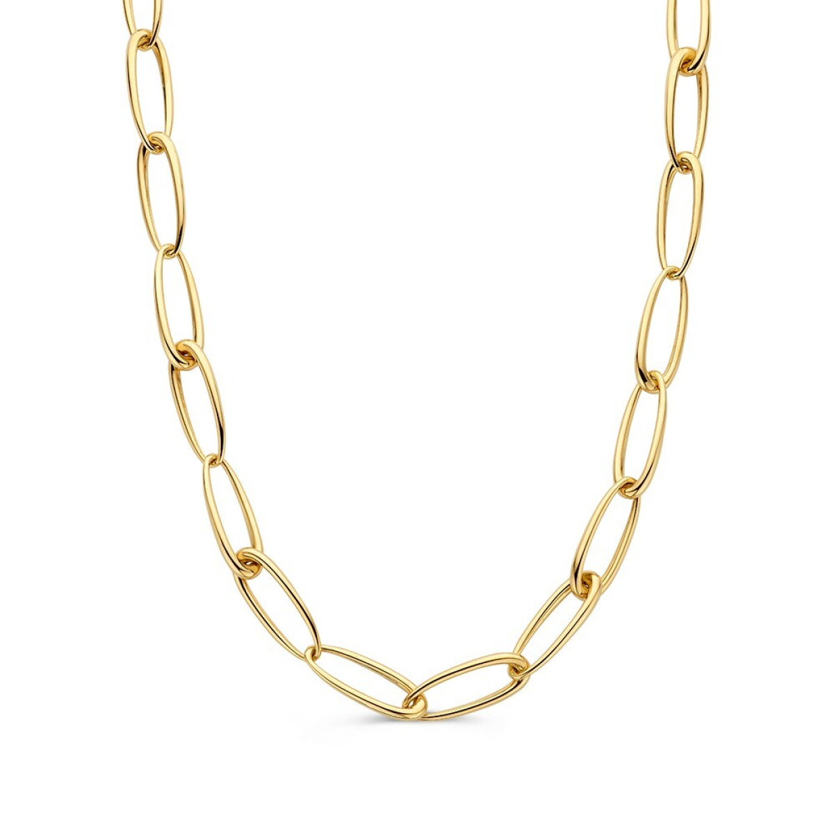 14-karaat gouden schakelketting met asymmetrische ankerschakels 10 mm breed - Lengte 45 cm