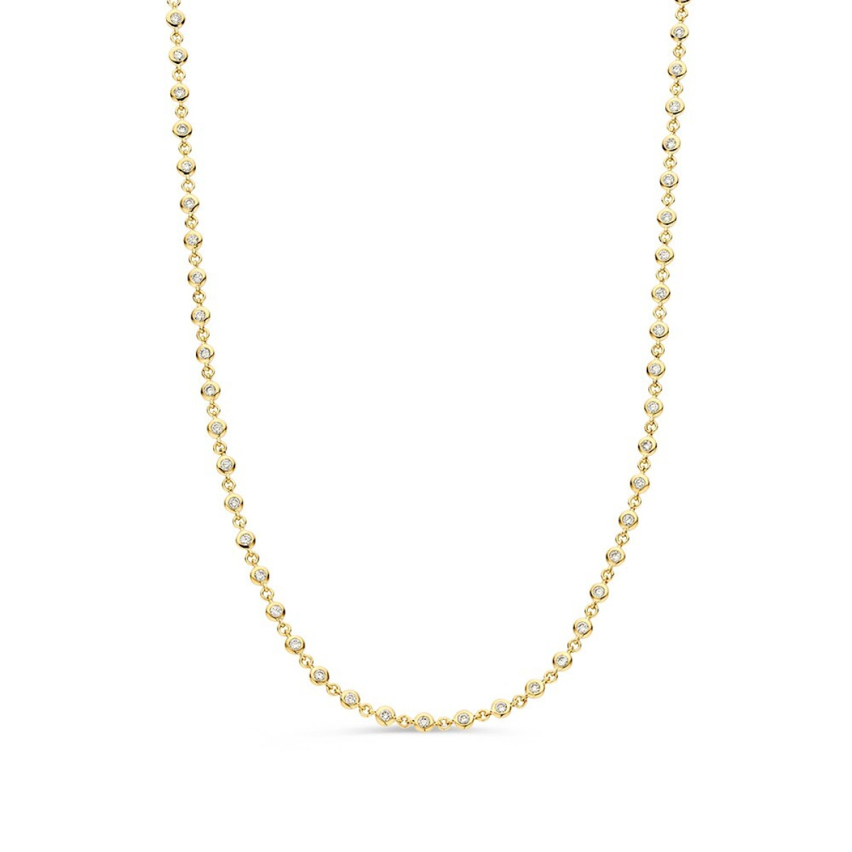 14-karaat gouden schakelketting met briljant geslepen diamanten 1.51 crt - Lengte 42,45 cm
