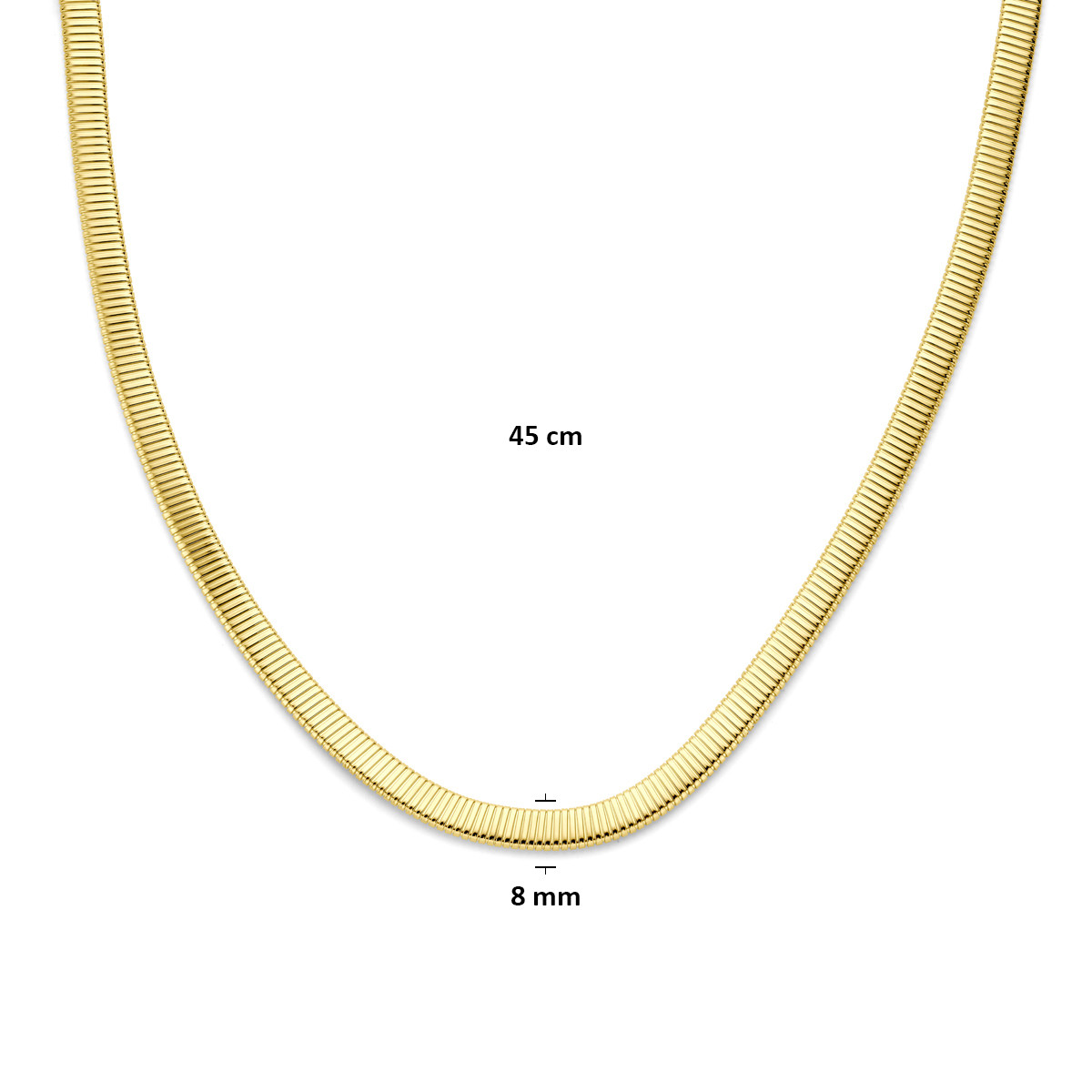 14-karaat gouden schakelketting met glanzende een brede schakel - Lengte 45 cm