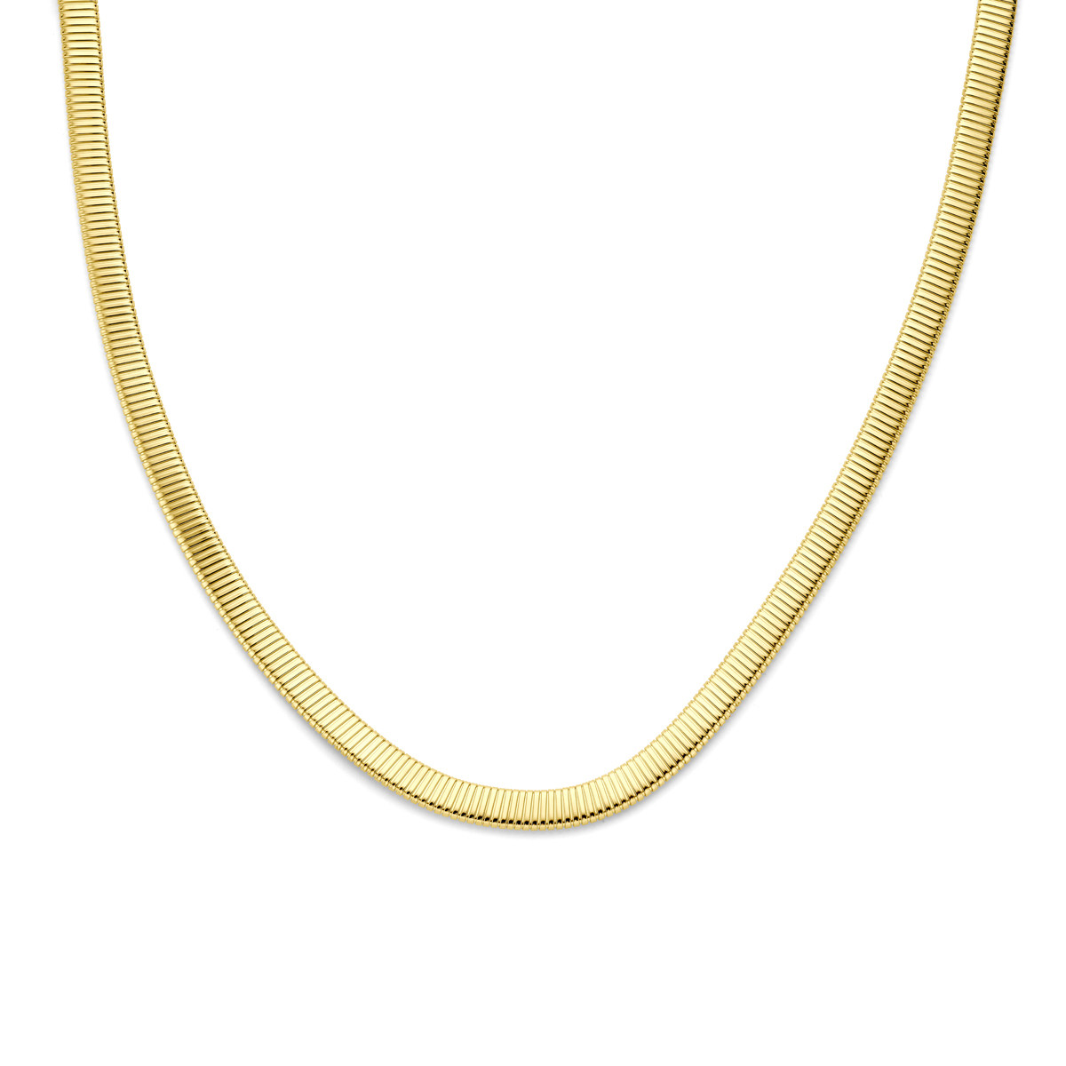 14-karaat gouden schakelketting met glanzende een brede schakel - Lengte 45 cm
