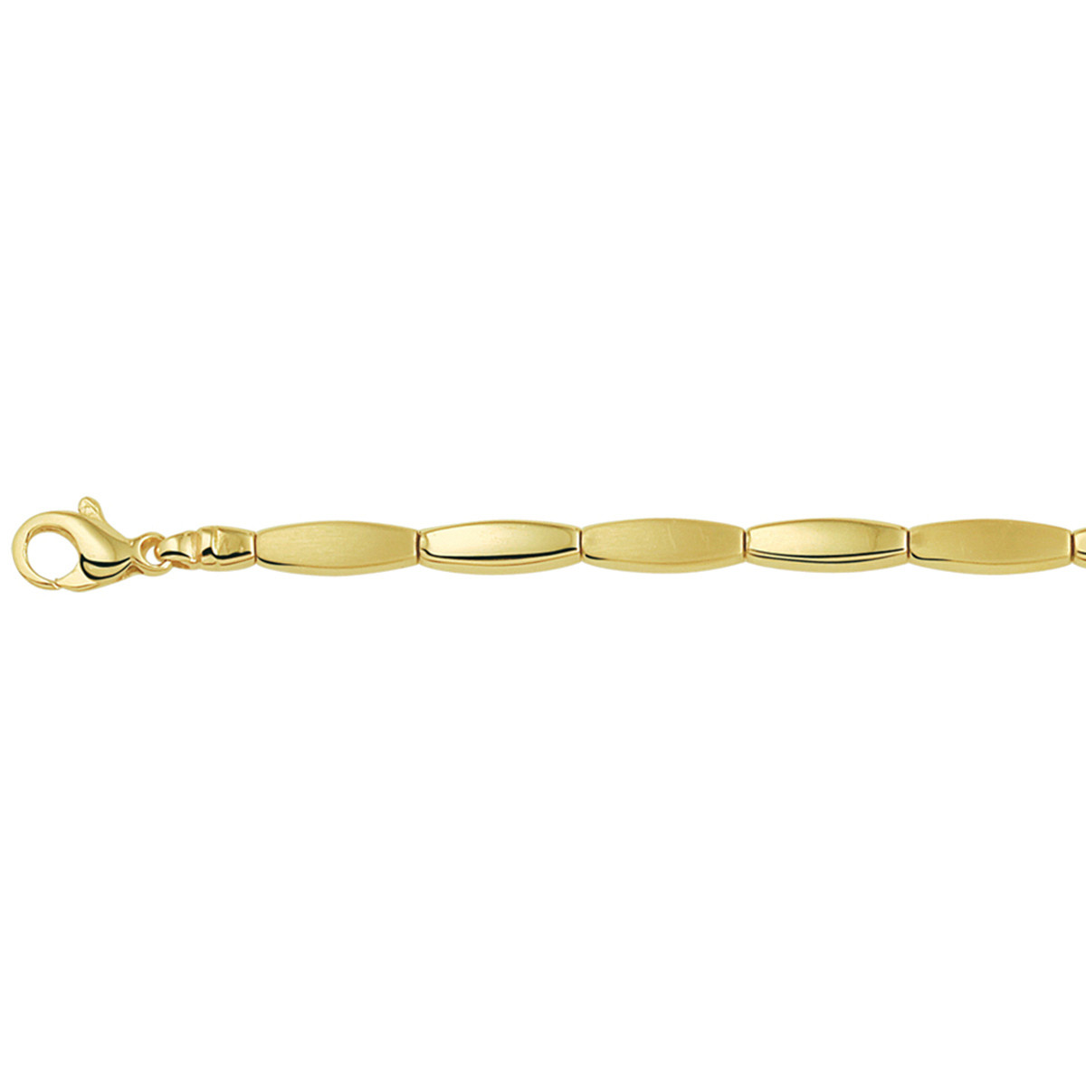14-karaat gouden schakelketting met glanzende en matte schakels 4 mm breed - Lengte 45 cm