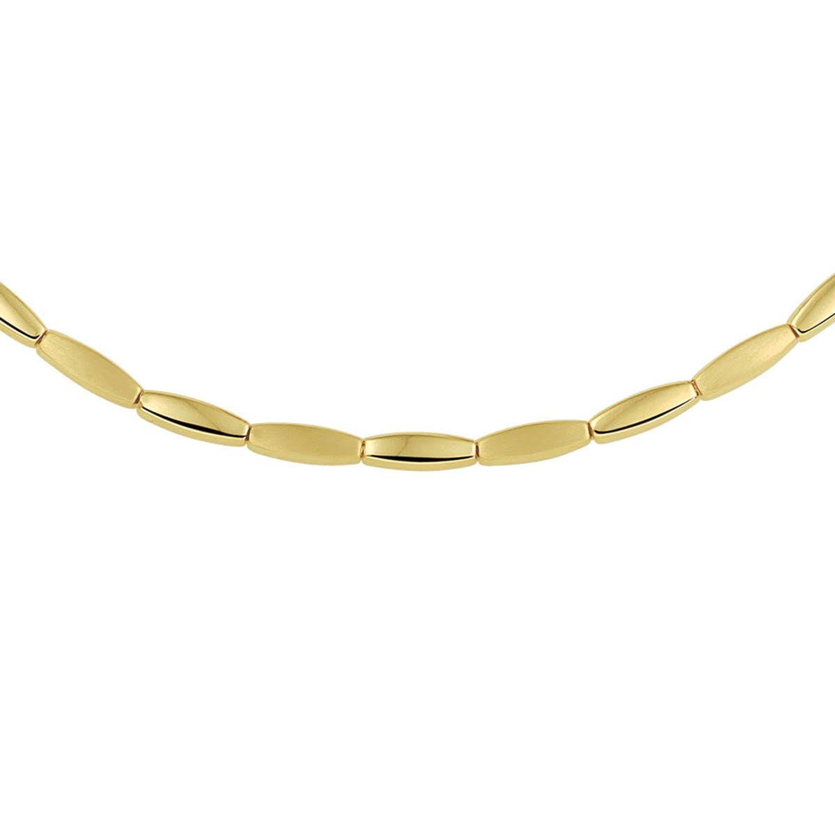 14-karaat gouden schakelketting met glanzende en matte schakels 4 mm breed - Lengte 45 cm