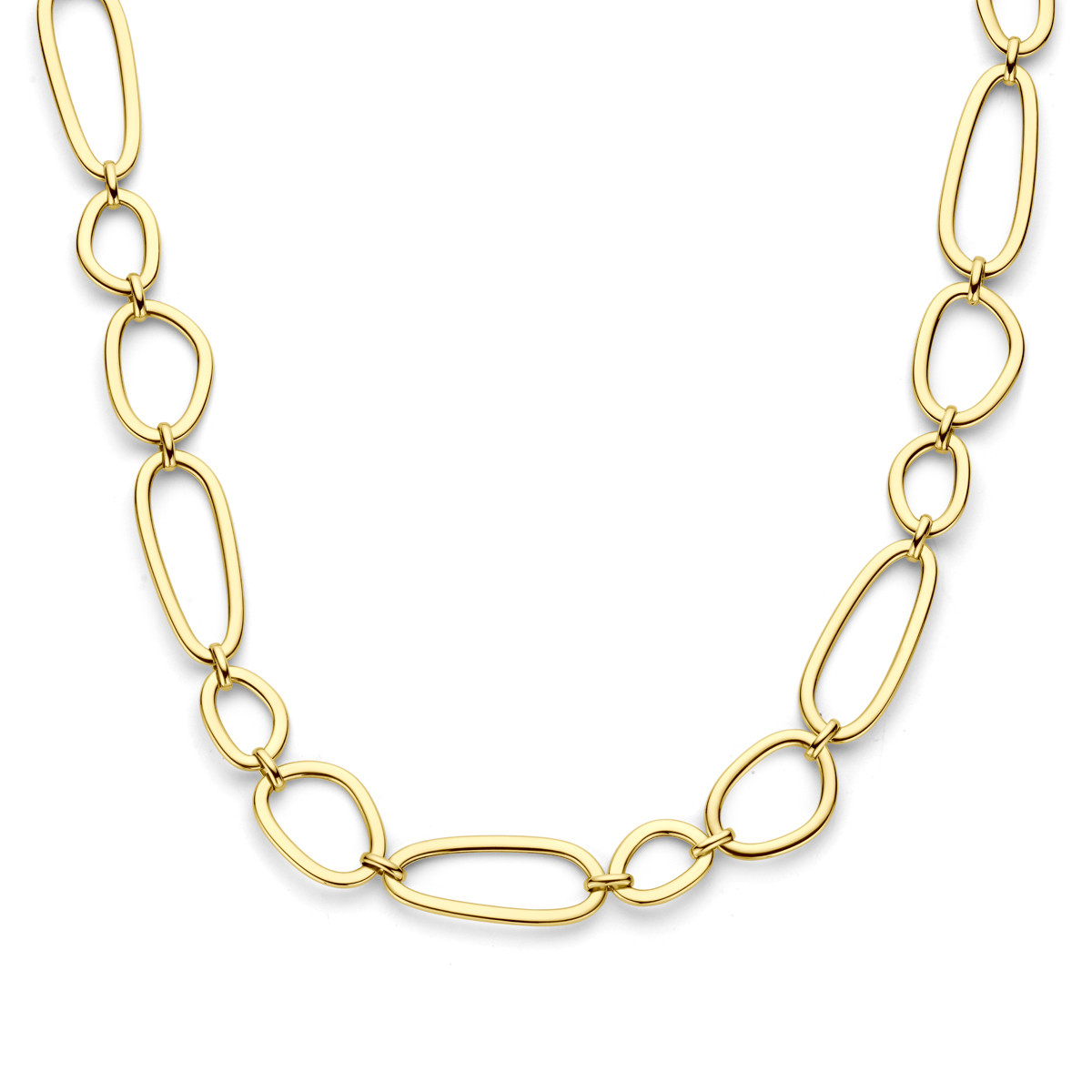 14-karaat gouden schakelketting met glanzende ovale schakels van 18 mm - Lengte 42-45 cm