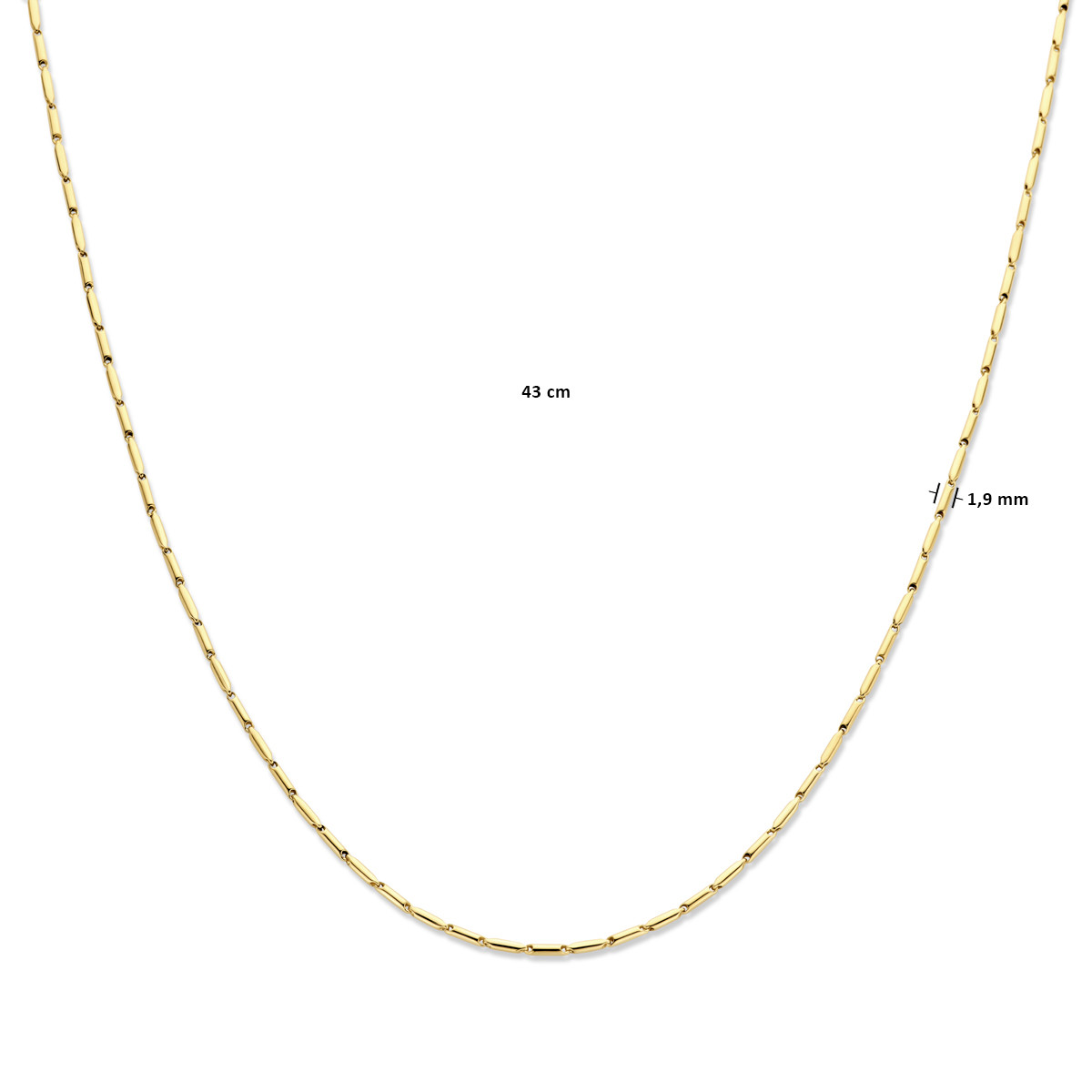 14-karaat gouden schakelketting staafjes 1.9 mm breed - Lengte 43 cm