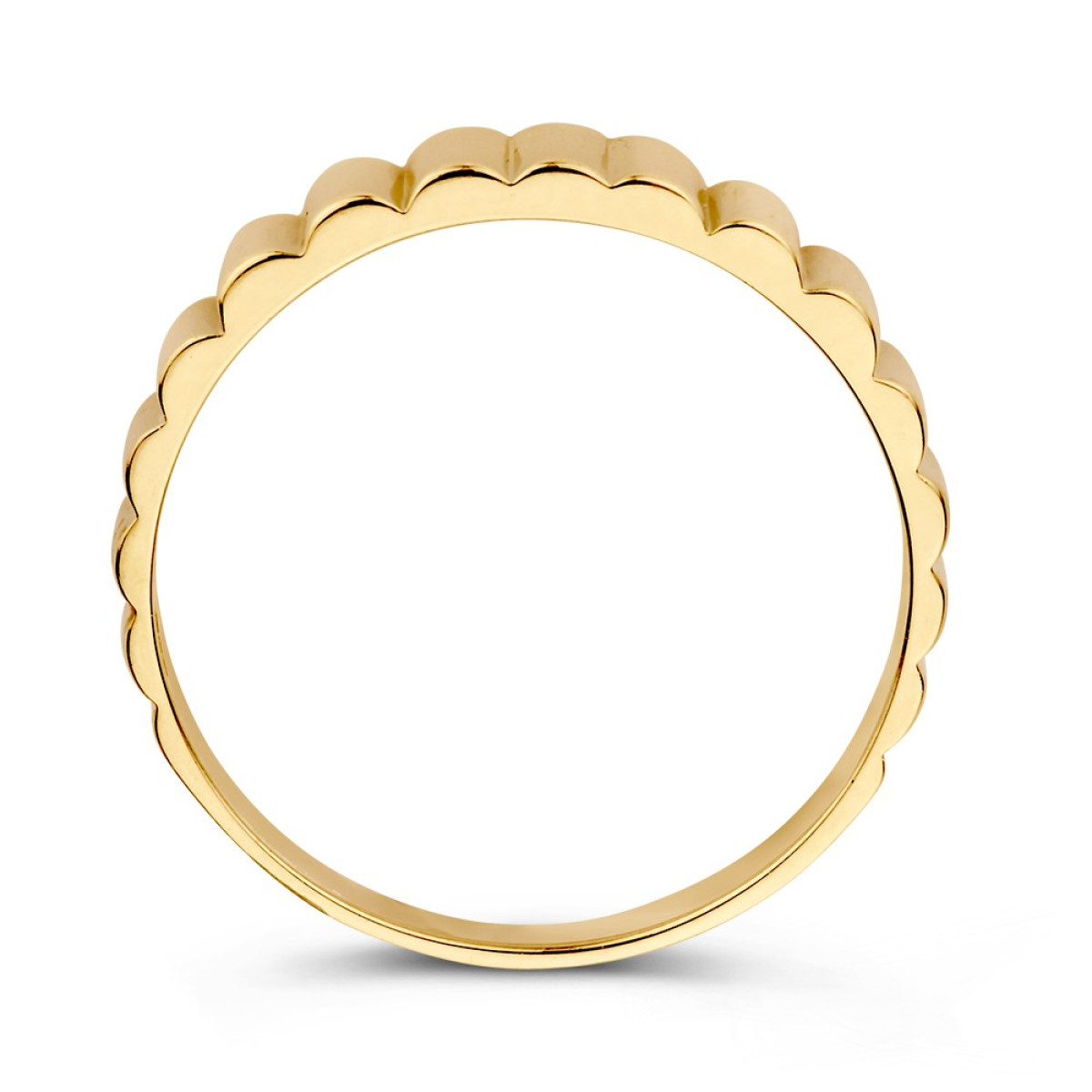 14-karaat gouden schakelring met gestreept patroon van 5.2 mm breed
