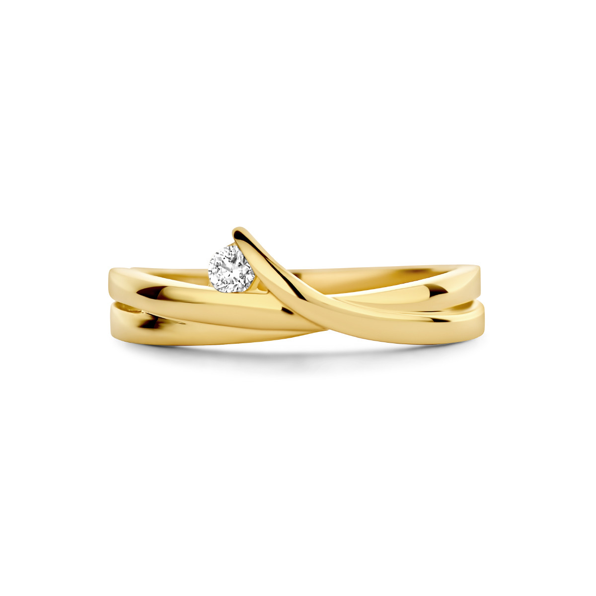 14-karaat gouden solitair ring met diamant 0.06 crt