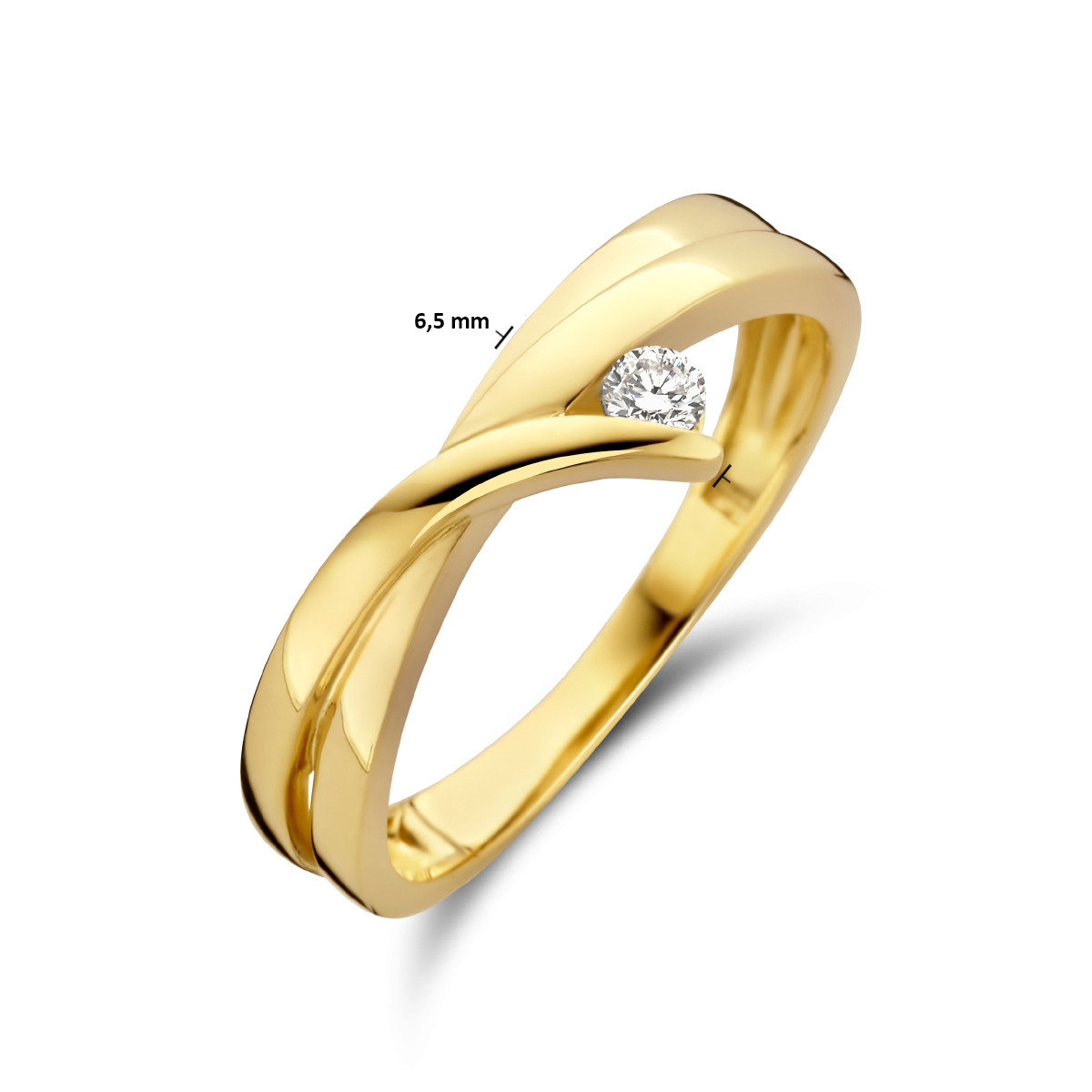 14-karaat gouden solitair ring met diamant 0.06 crt