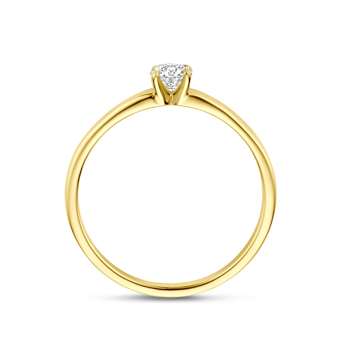 14-karaat gouden solitair ring met natuurlijke diamant 0.25 crt 4 mm breed