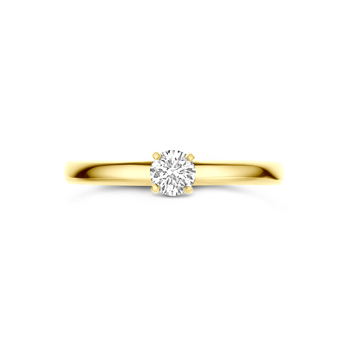 14-karaat gouden solitair ring met natuurlijke diamant 0.25 crt 4 mm breed