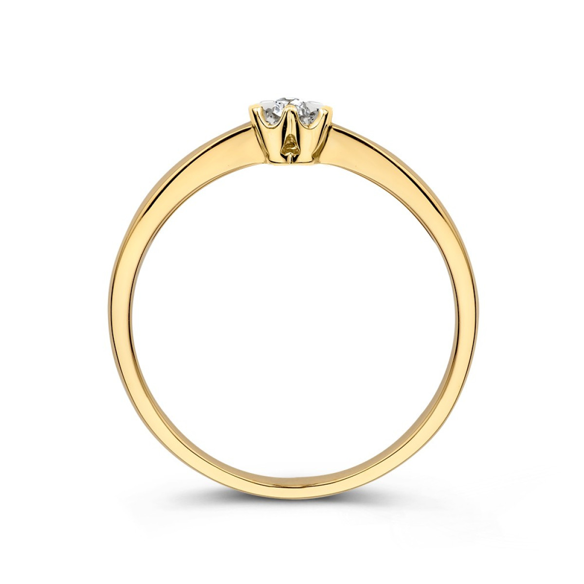 14-karaat gouden solitair ring met uniek hartje van 4.2 mm en diamant 0.05 crt