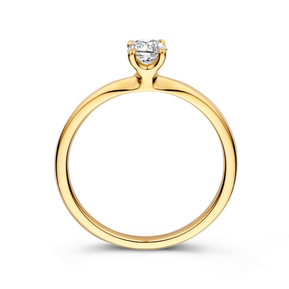 14-karaat gouden solitaire ring met briljant geslepen diamant 0.40 crt