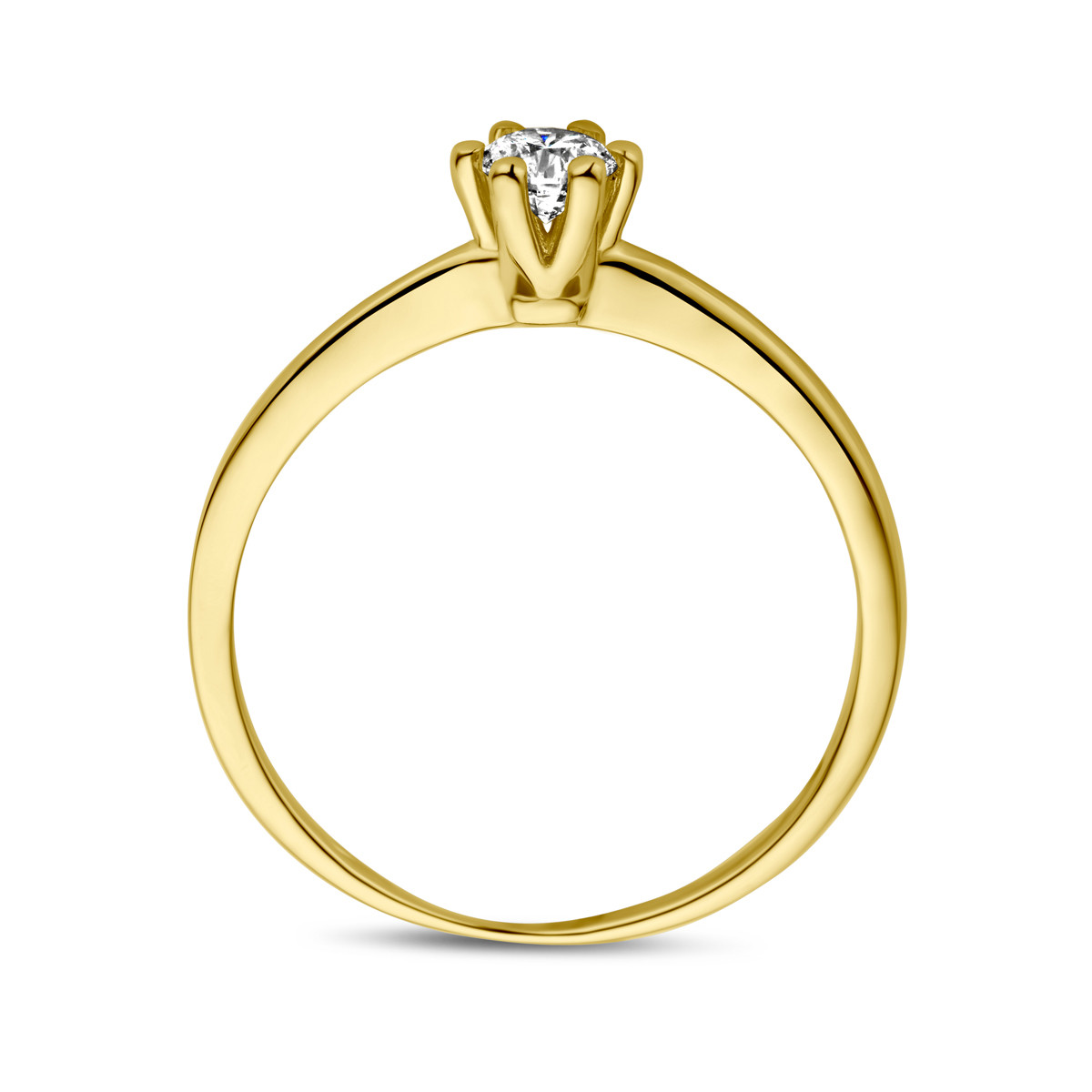 14-karaat gouden solitaire ring met diamant 0.10 crt 4.2 mm