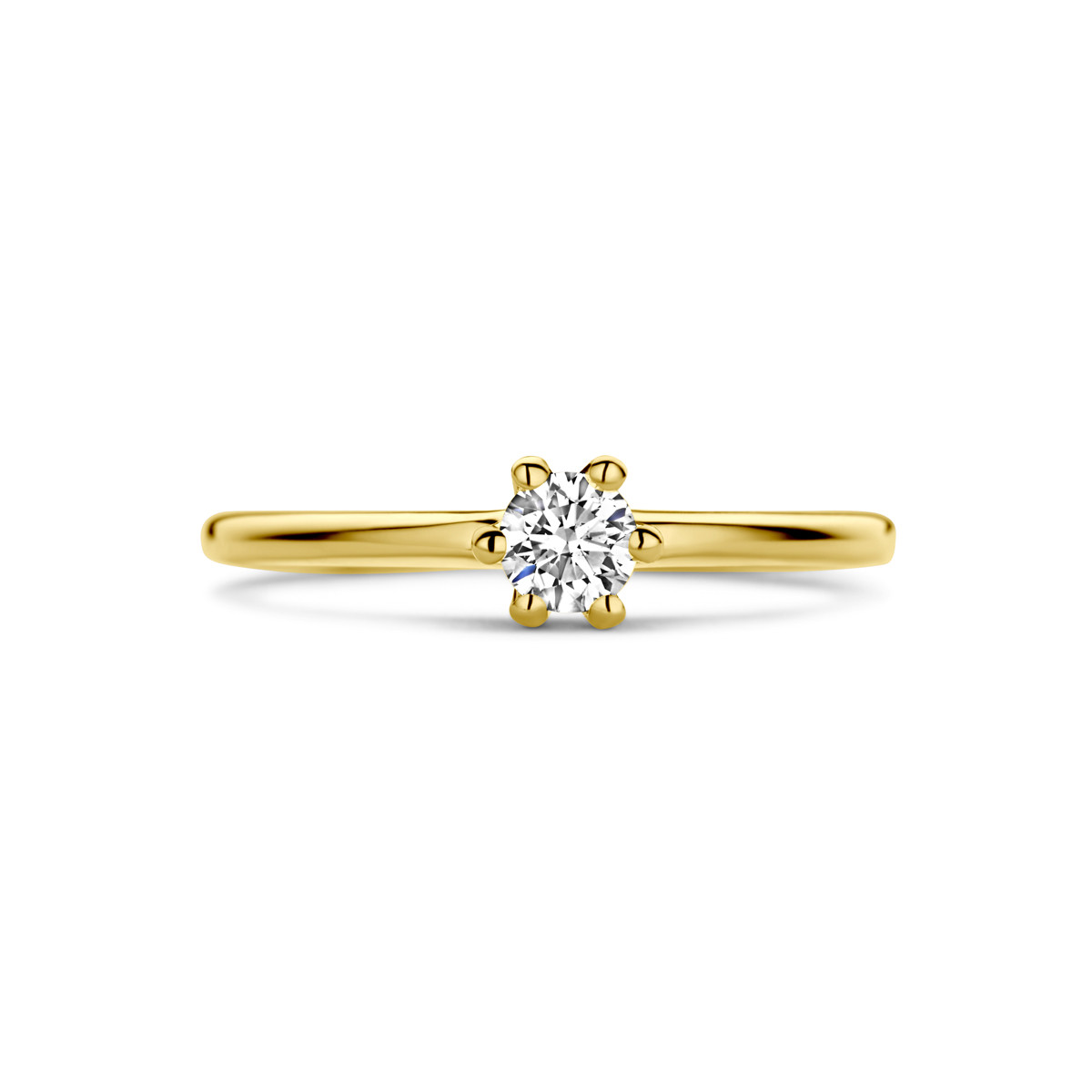 14-karaat gouden solitaire ring met diamant 0.10 crt 4.2 mm