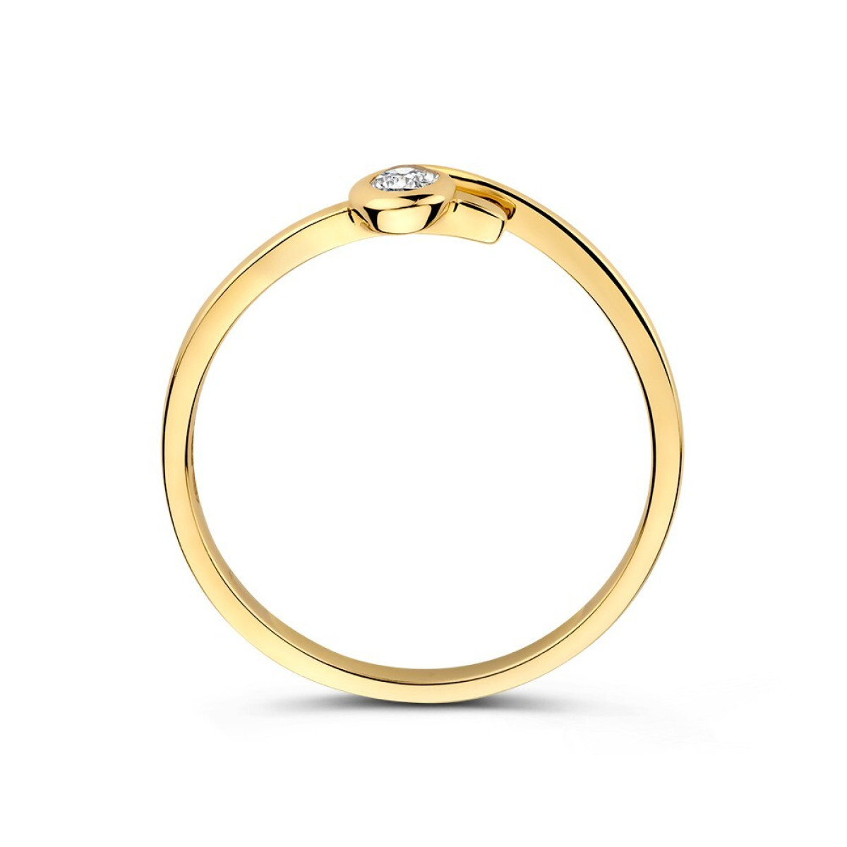 14-karaat gouden solitaire ring met sierlijke zirkonia 5.5 mm