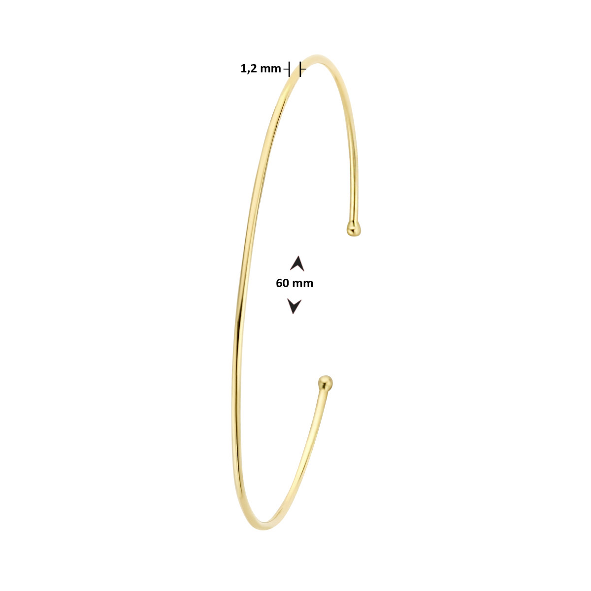 14-karaat gouden spang armband 1.2 mm breed - Diameter 60 mm. 