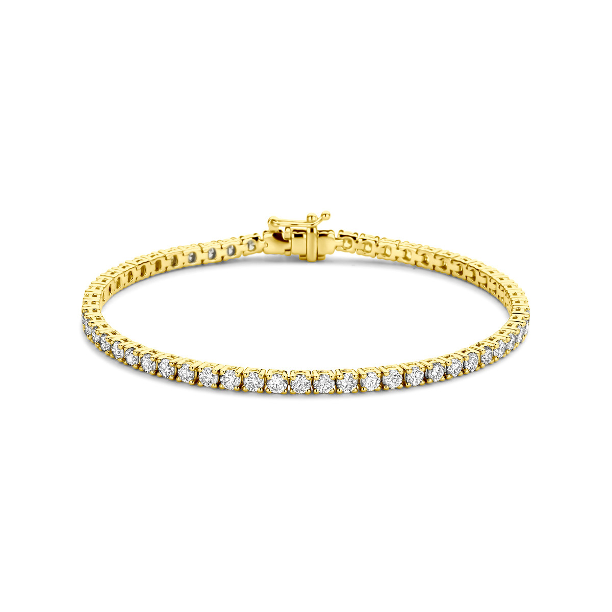 14-karaat gouden tennisarmband met 4.00 crt lab grown diamanten 3 mm breed - Lengte 17.5 cm