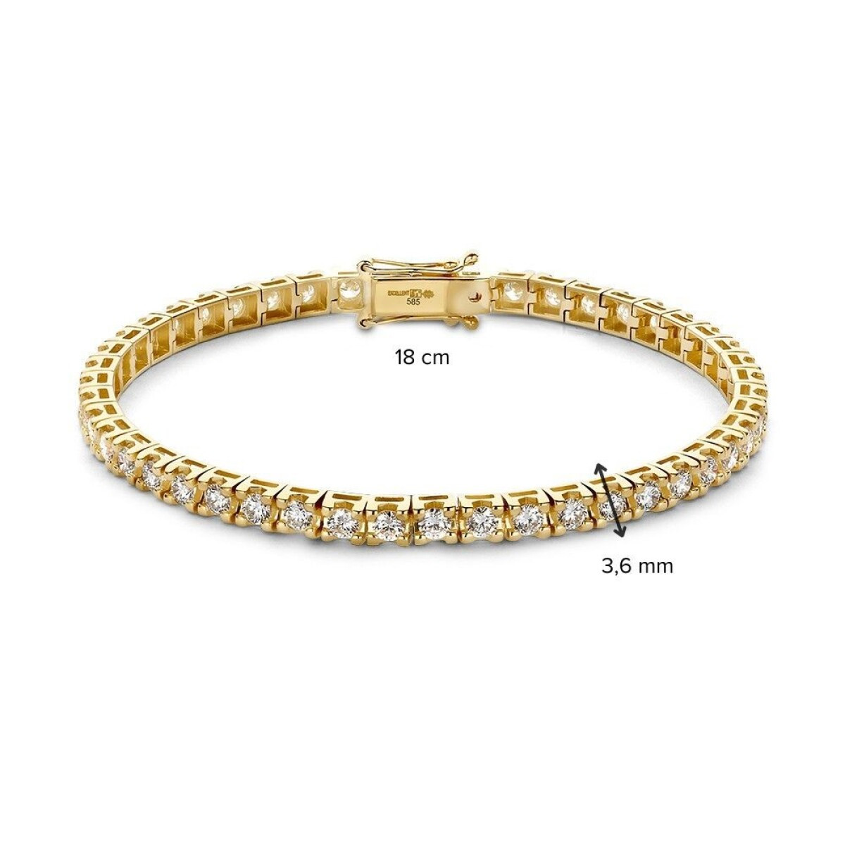 14-karaat gouden tennisarmband met briljant geslepen diamanten 4.00 crt 3.6 mm breed - Lengte 18 cm