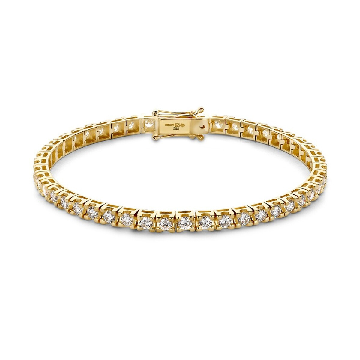 14-karaat gouden tennisarmband met briljant geslepen diamanten 4.00 crt 3.6 mm breed - Lengte 18 cm