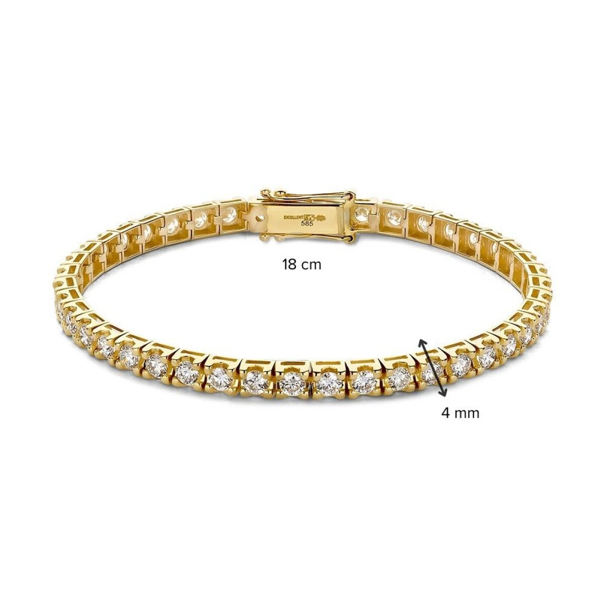 14-karaat gouden tennisarmband met briljant geslepen diamanten 5.00 crt 4 mm breed - Lengte 18 cm