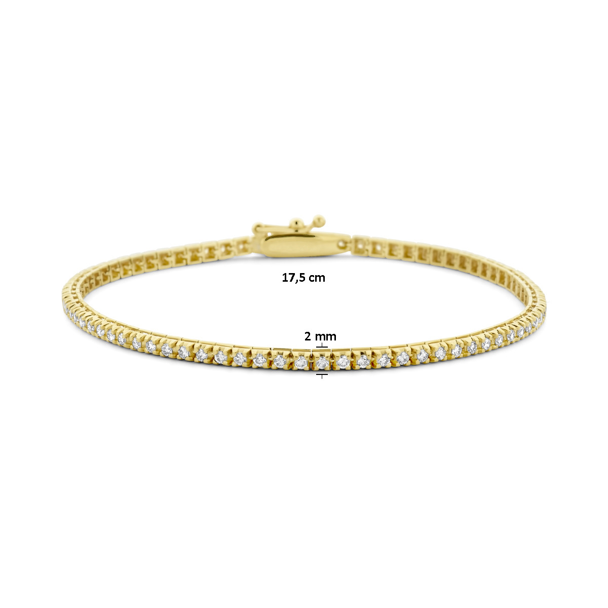 14-karaat gouden tennisarmband met diamanten 1 crt - Lengte 17.5 cm