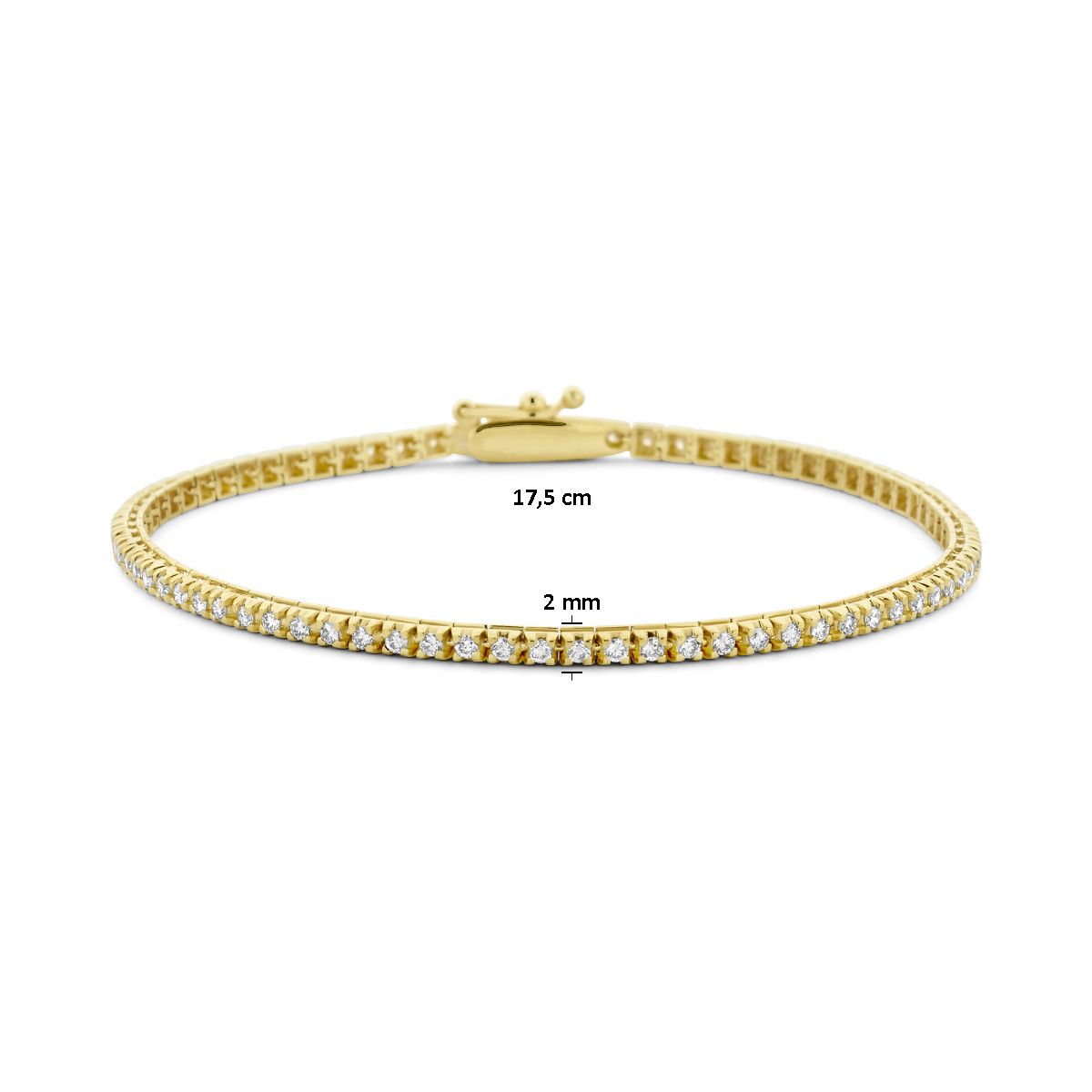 14-karaat gouden tennisarmband met made diamonds - Lengte 17.5 cm
