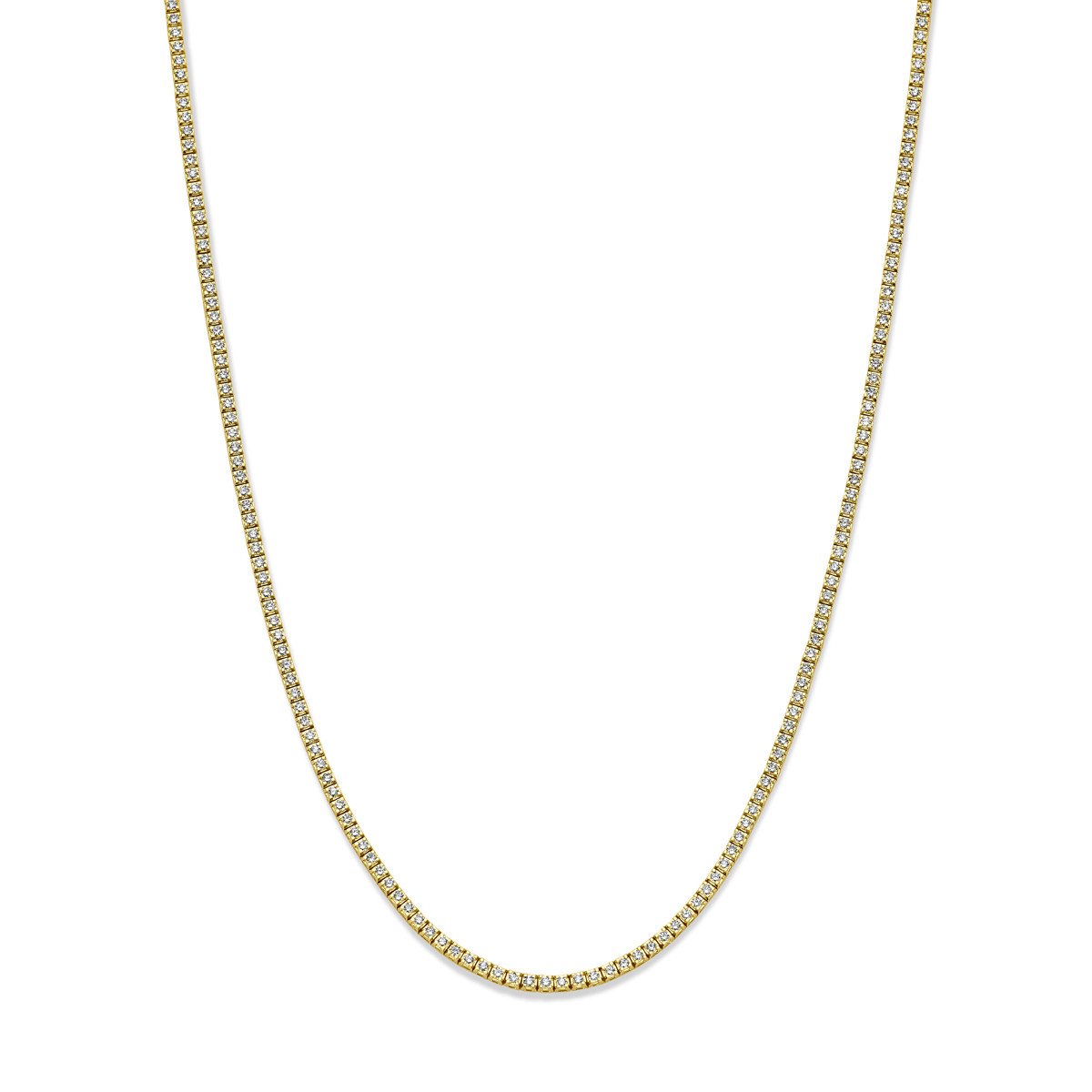 14-karaat gouden tenniscollier met transparante diamanten 5 crt 2.5 mm breed - Lengte 42 cm
