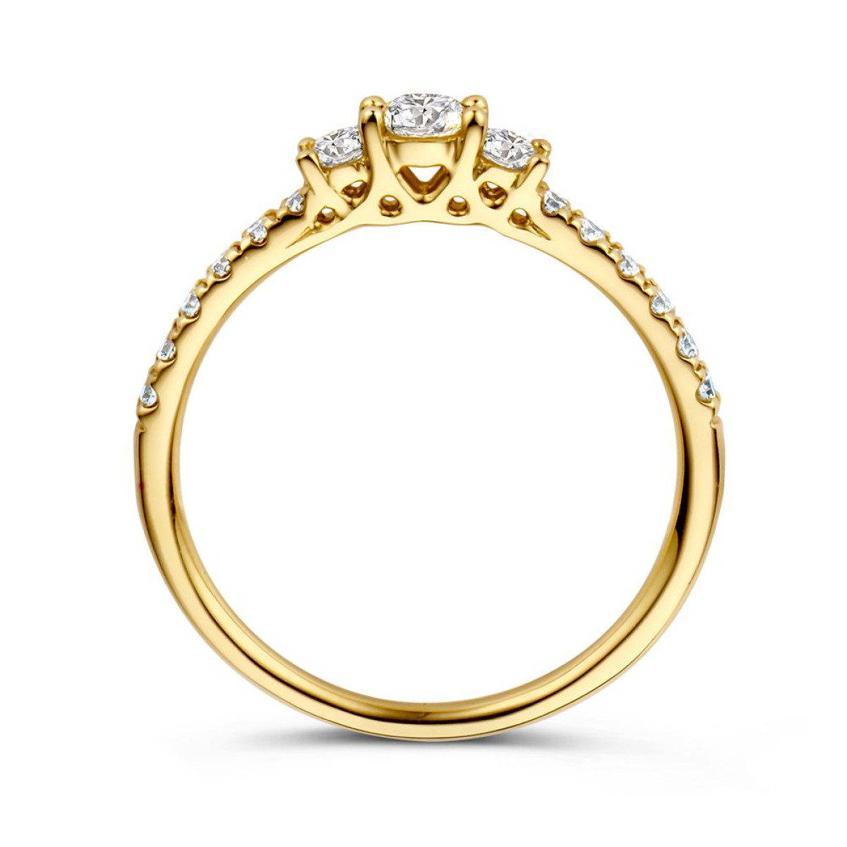 14-karaat gouden trilogy ring met diamanten en zijstenen 0.46 crt
