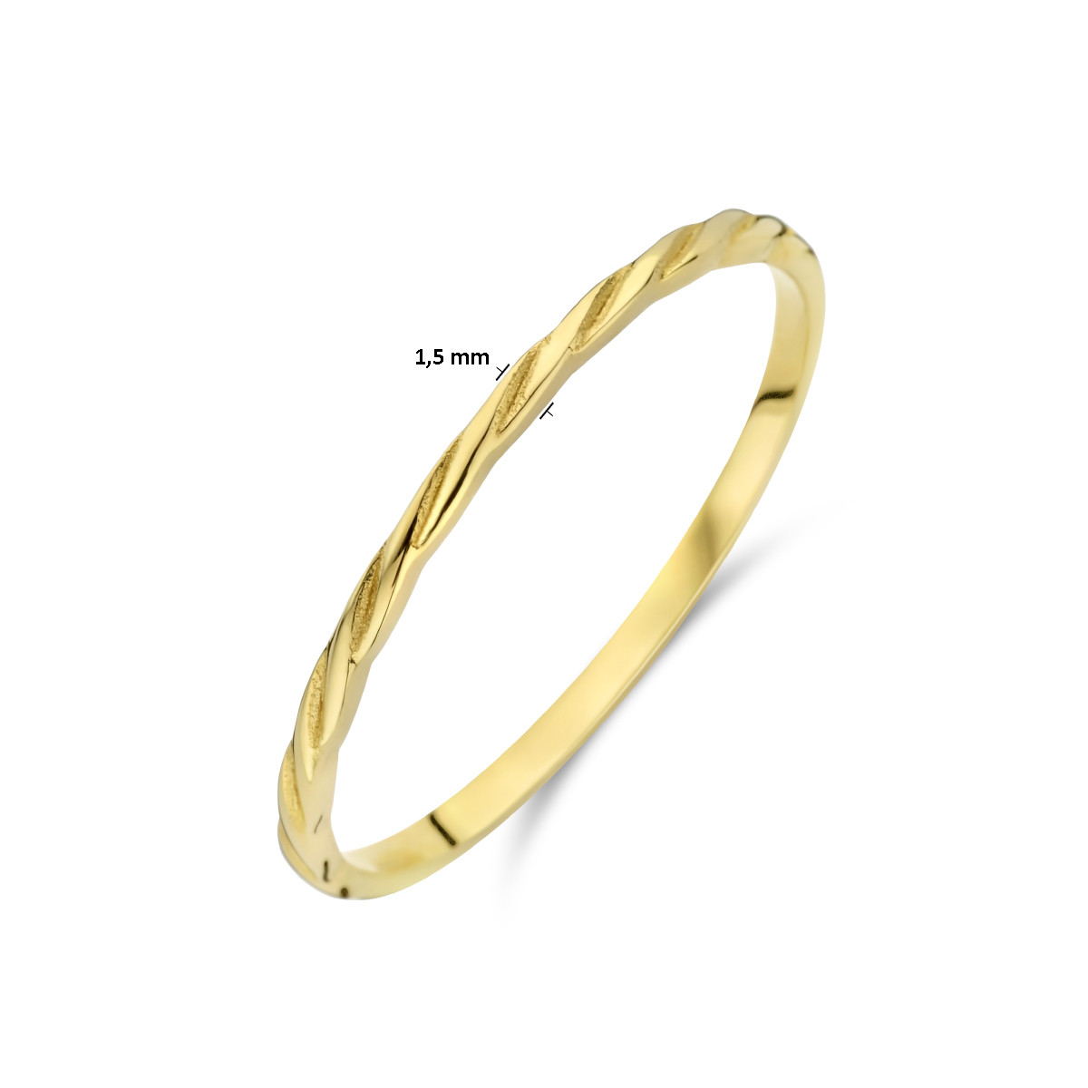 14-karaat gouden twist touw ring 1.5 mm breed