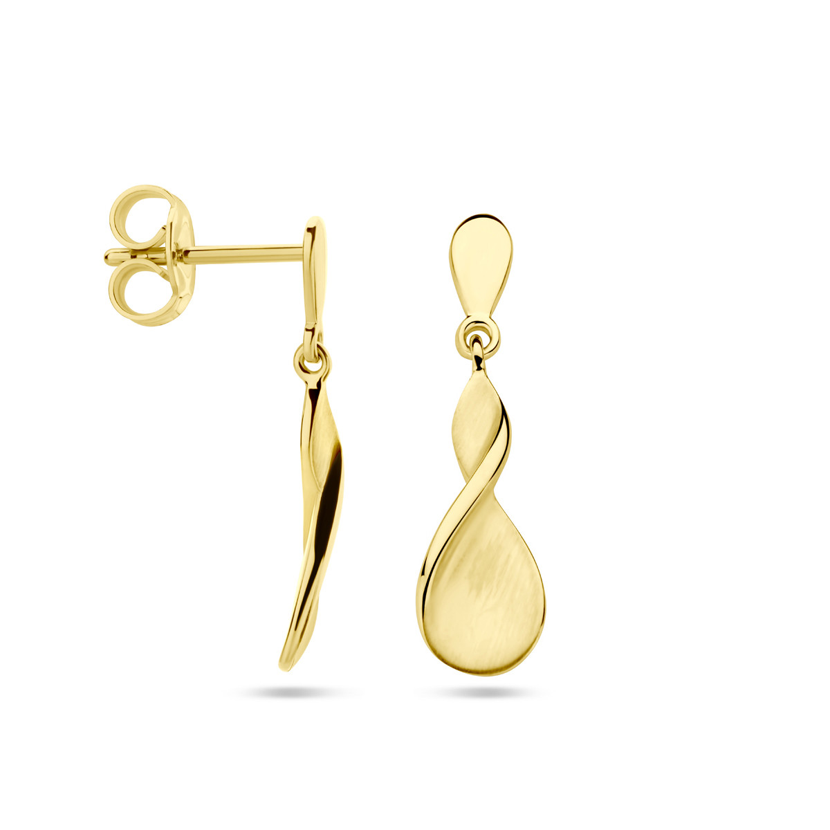14-karaat gouden twisted oorhangers - 5.5 mm x 16.5 mm