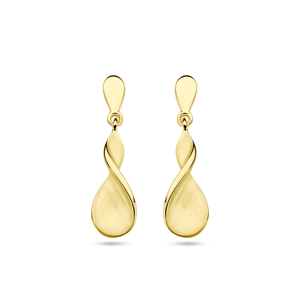 14-karaat gouden twisted oorhangers - 5.5 mm x 16.5 mm
