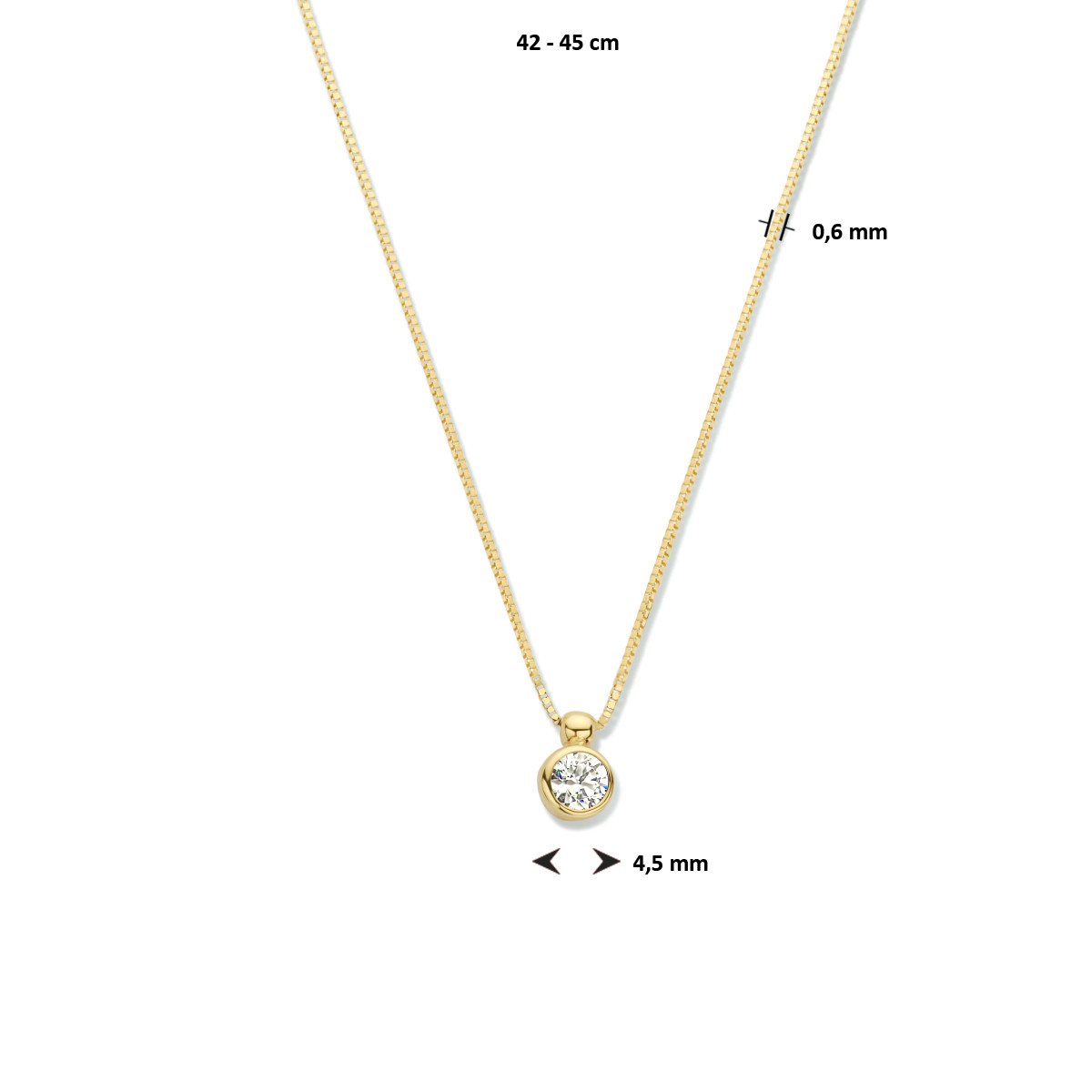14-karaat gouden Venetiaanse ketting met zirkonia 4.5 mm - Lengte 42 - 45 cm