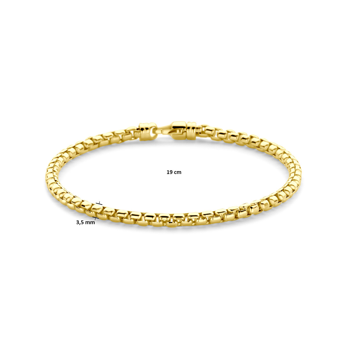 14-karaat gouden venetiaanse schakelarmband glanzend 3.5 mm breed - Lengte 19 cm