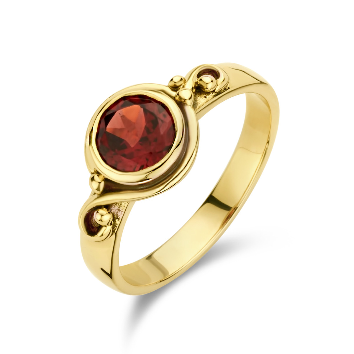 14-karaat gouden vintage ring met ronde granaat
