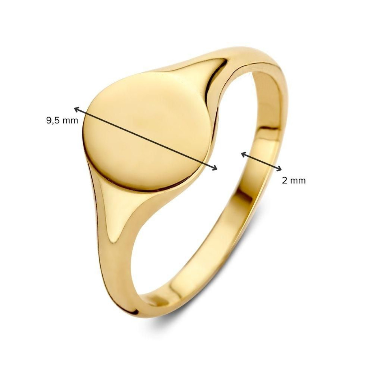 14-karaat gouden zegelring van 9.5 mm breed