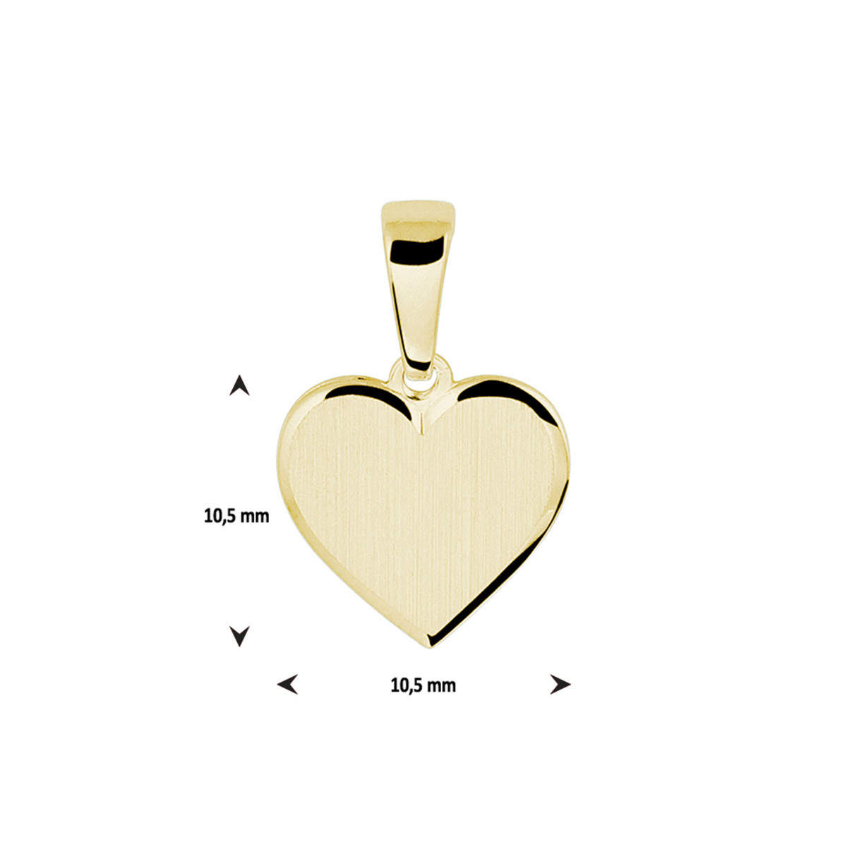 14-karaat graveer hart hanger - 10.5 x 10.5 mm