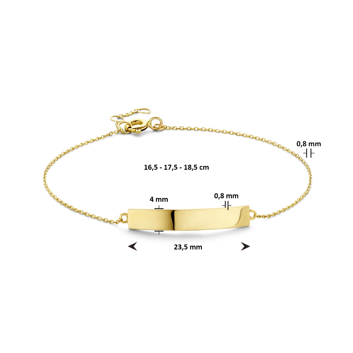 14-karaat graveerarmband met plaat - Lengte 16.5 - 17.5 - 18.5 cm