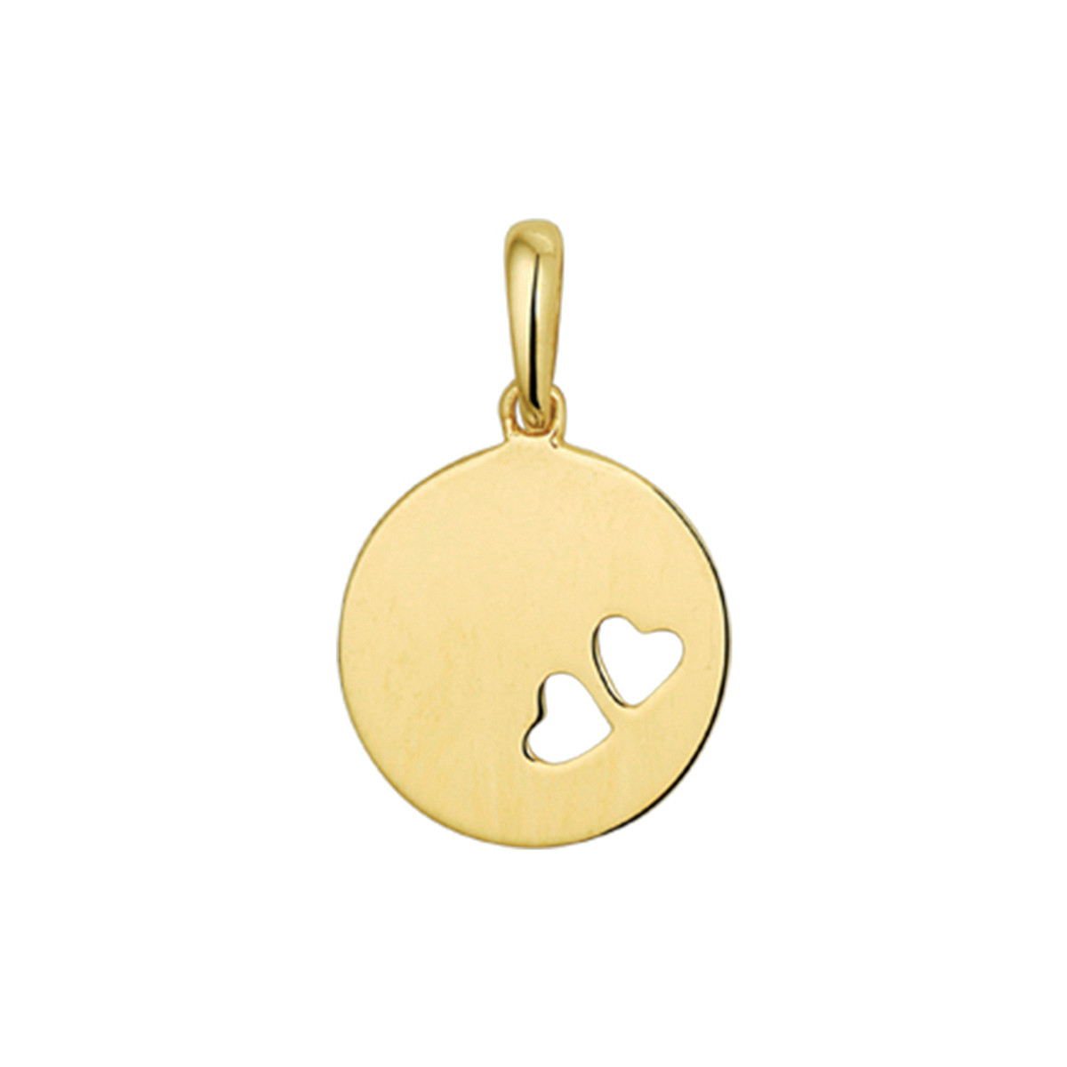 14-karaat graveerhanger met hartjes - Diameter 10.5 mm