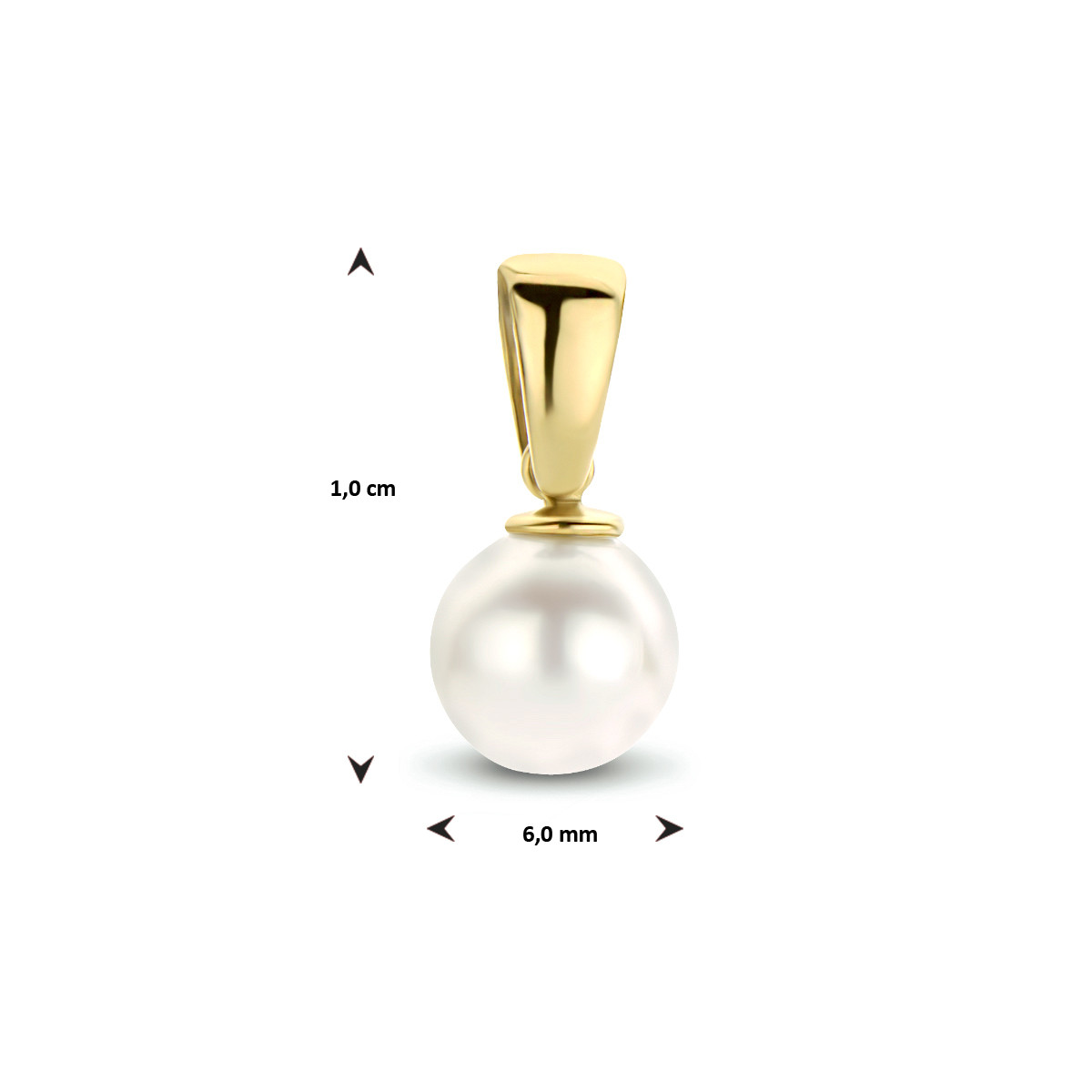 14-karaat hanger met parel - Diameter 6 mm