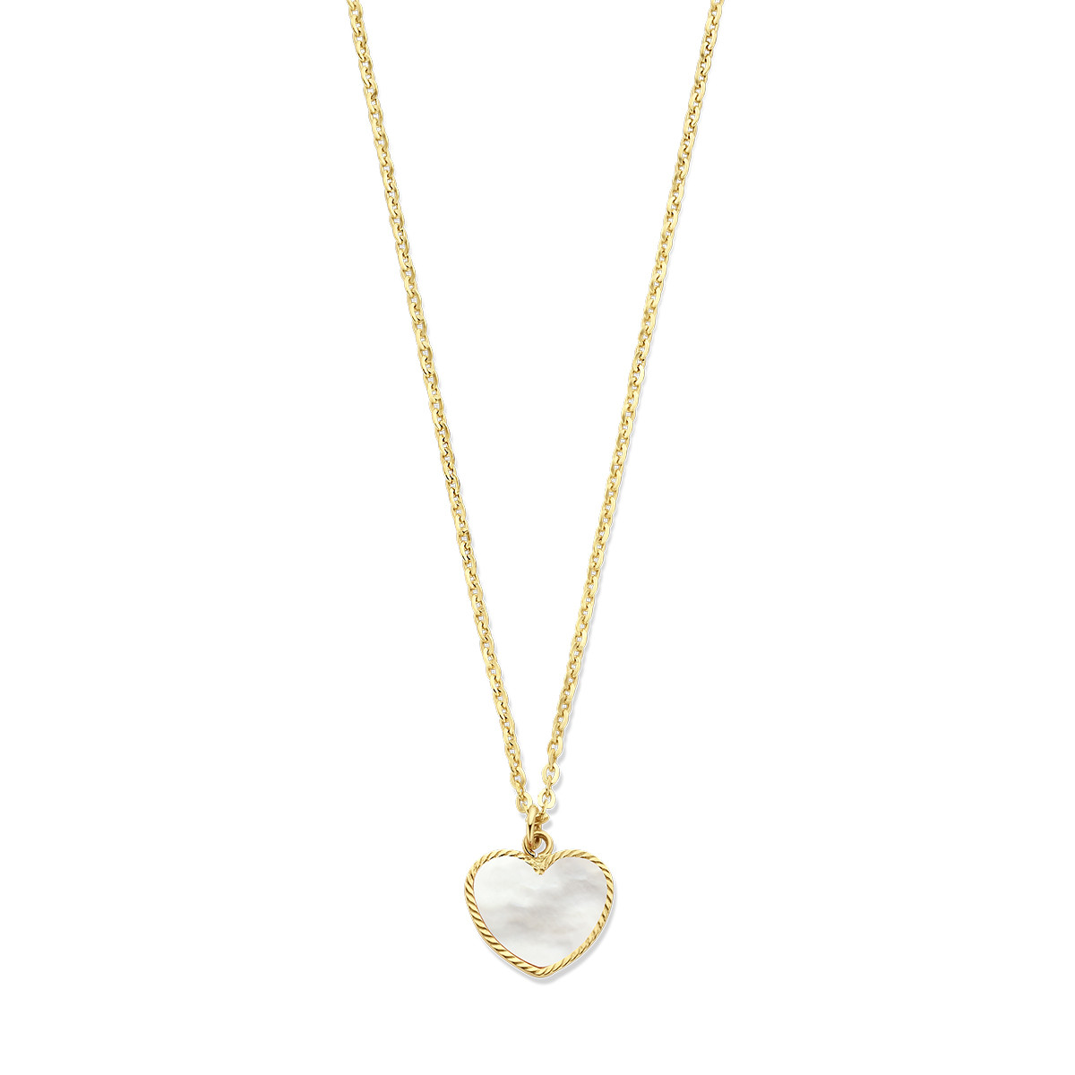 14-karaat gouden ketting met hartje van parelmoer - Lengte 40-42 cm