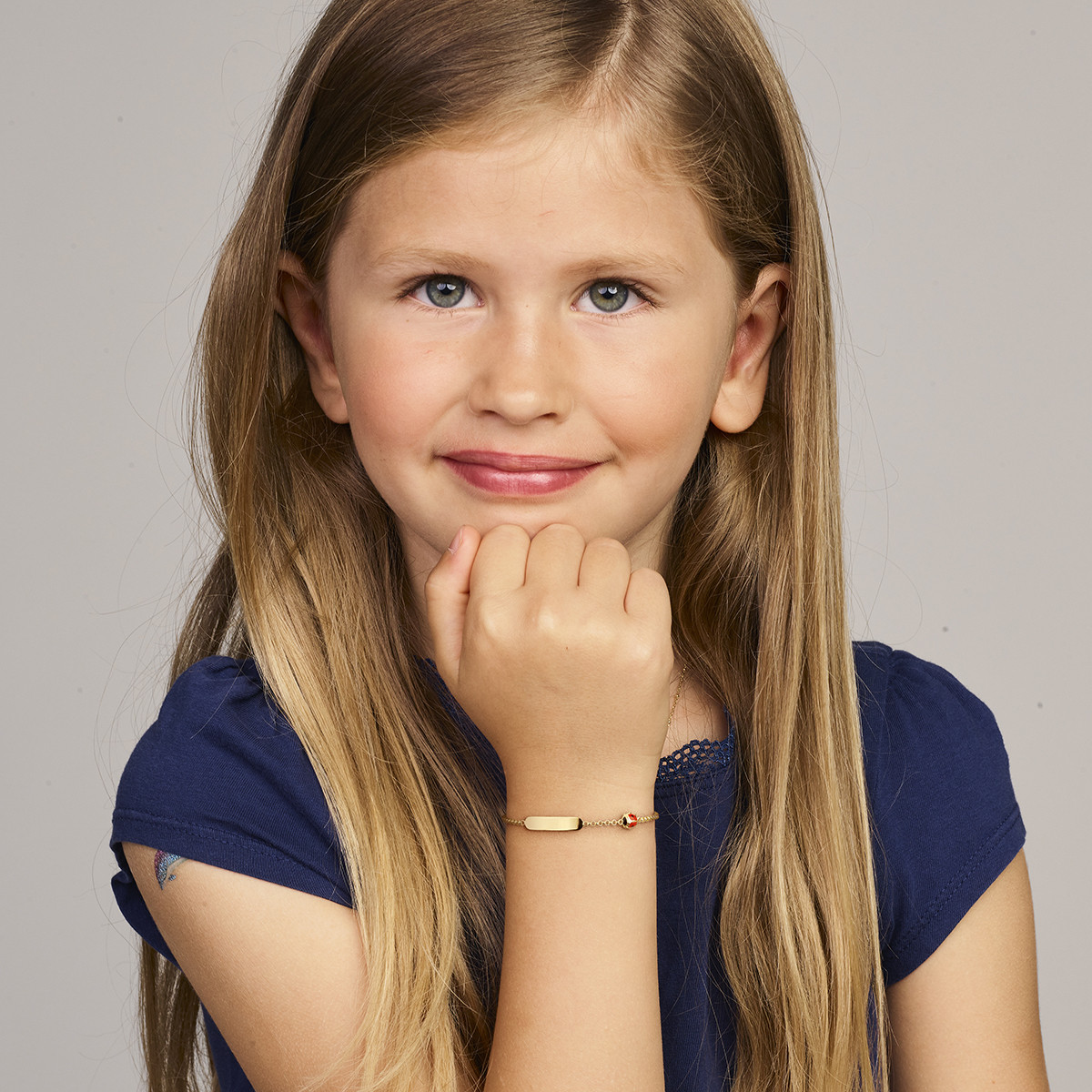 14-karaat kinder graveerarmband met lieveheersbeestje - Lengte 11-13 cm