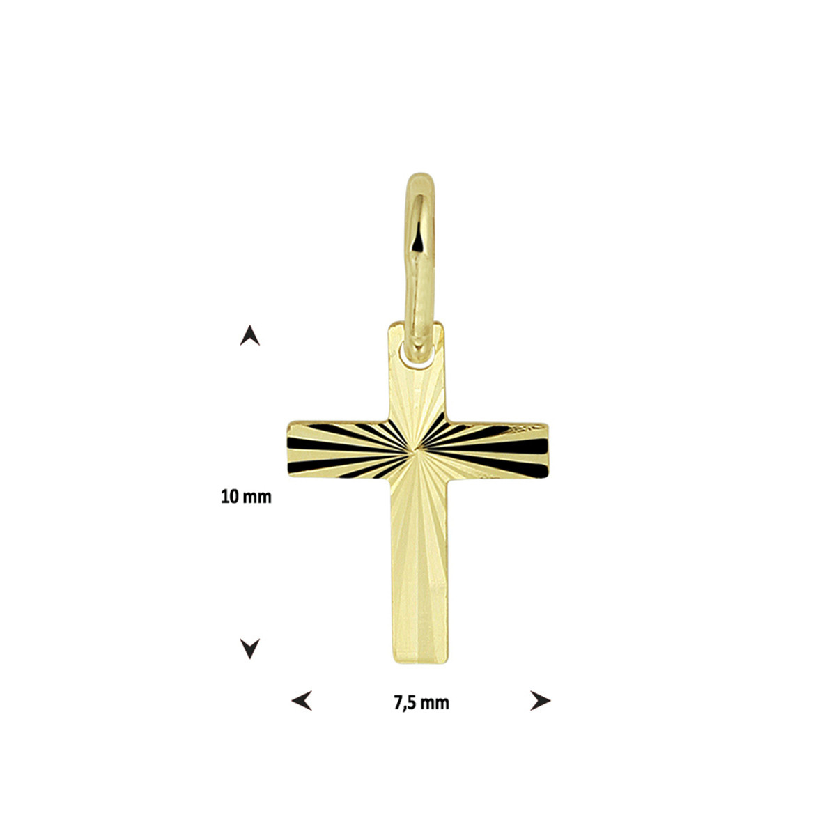 14-karaat kruis hanger massief gediamanteerd - 10 x 7.5 mm