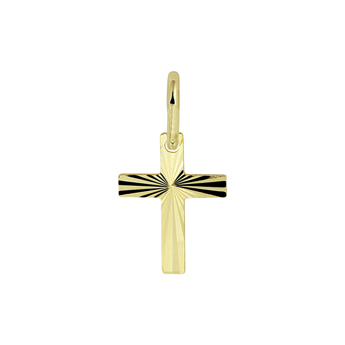14-karaat kruis hanger massief gediamanteerd - 10 x 7.5 mm