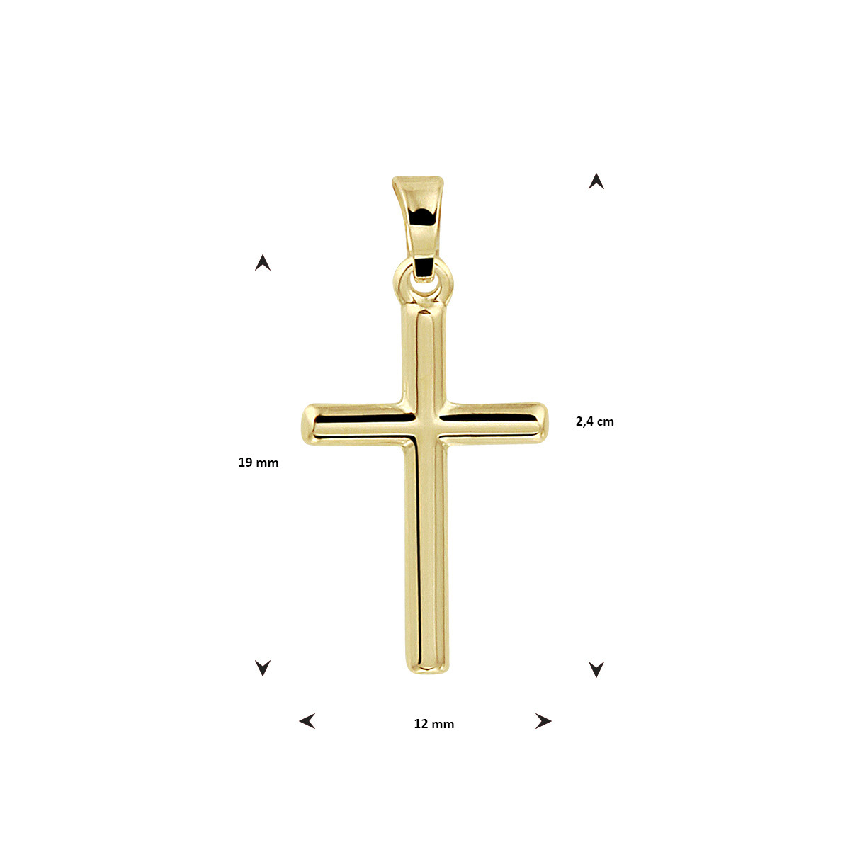 14-karaat kruis hanger met bewerking - 24 x 12 mm