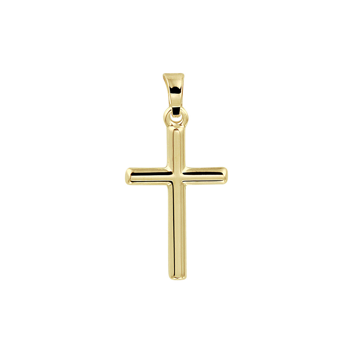 14-karaat kruis hanger met bewerking - 24 x 12 mm