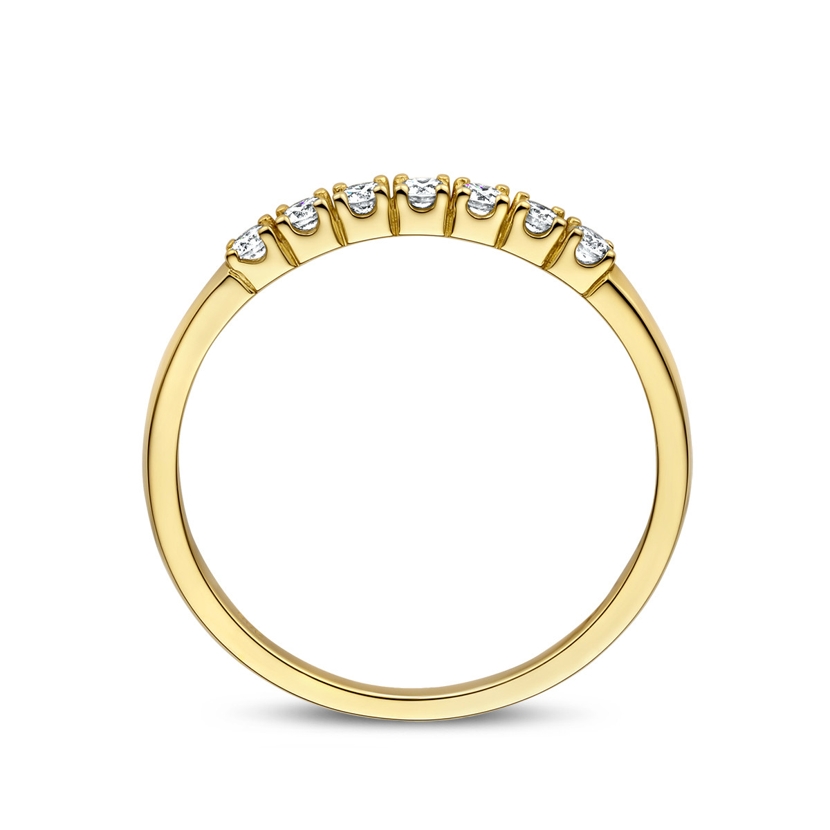 14-karaat memoire ring met zeven diamanten 0.21 crt