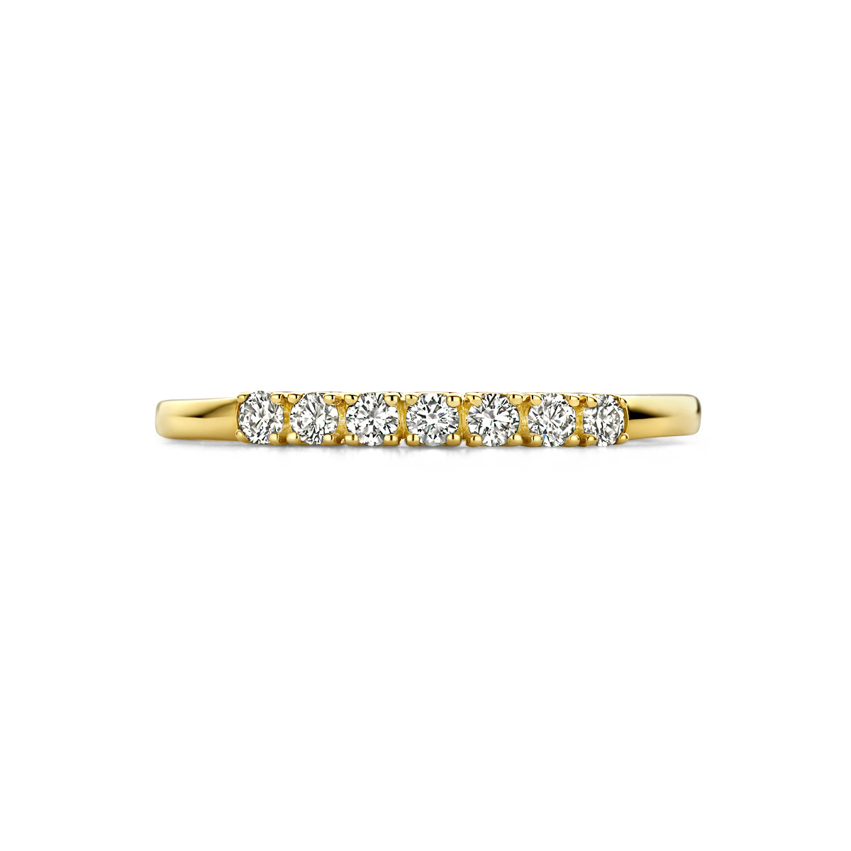 14-karaat memoire ring met zeven diamanten 0.21 crt