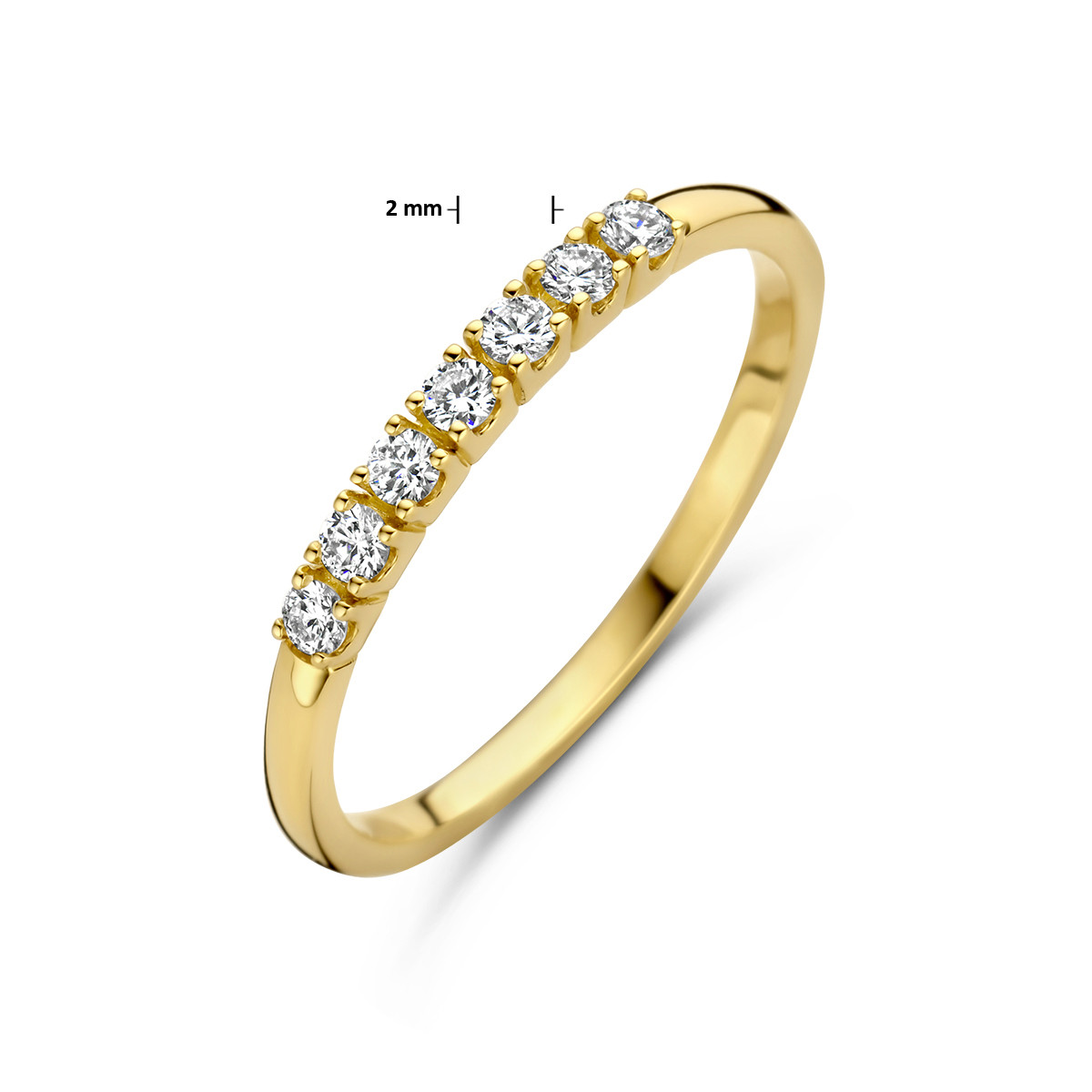 14-karaat memoire ring met zeven diamanten 0.21 crt